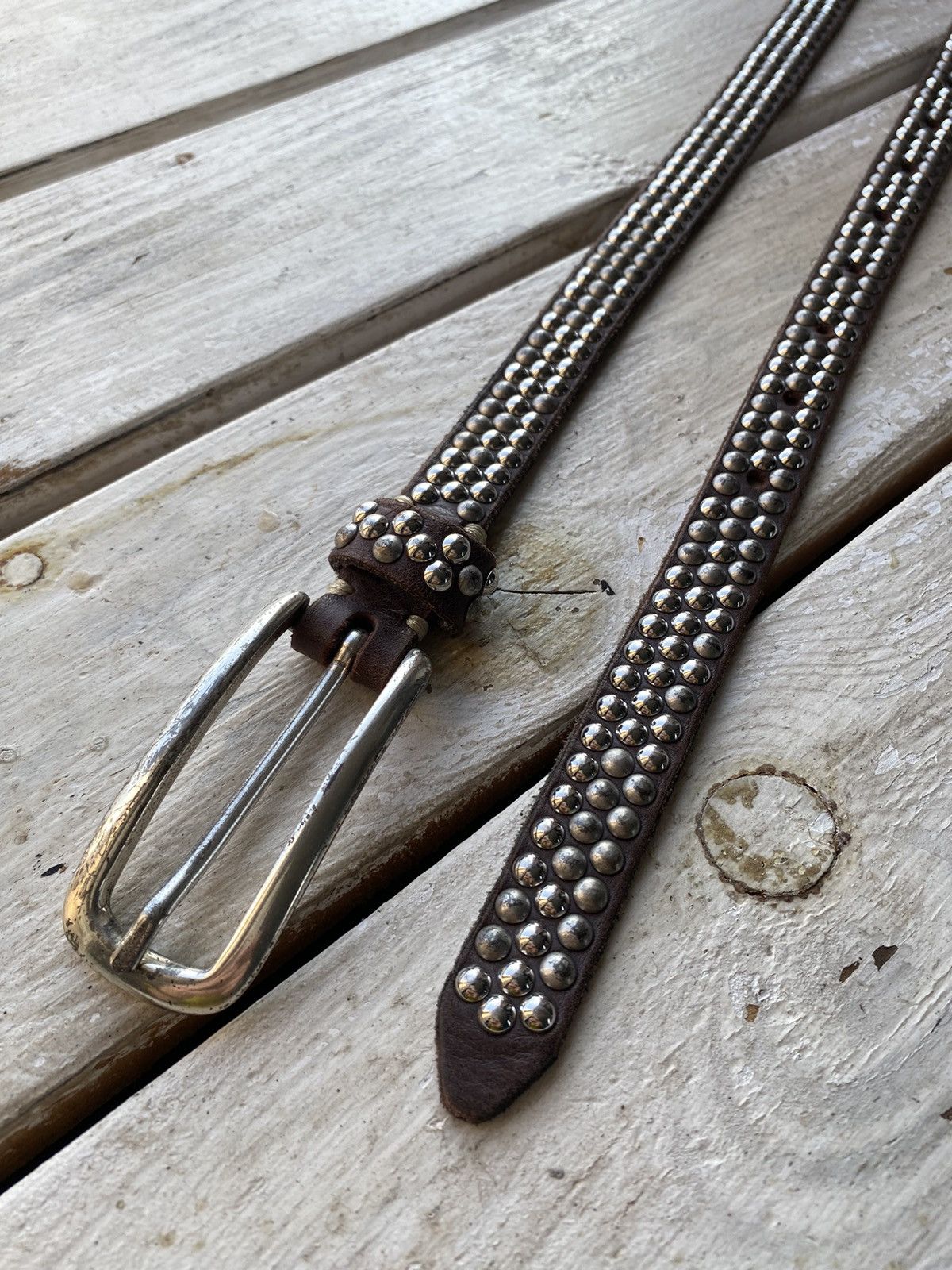 If Six Was Nine × Japanese Brand × Vintage Vintage Japanese Leather Punk Emo Rock Goth Y2K Drill belt Size ONE SIZE - 3 Thumbnail