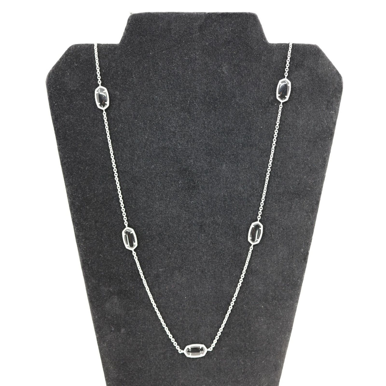 Kendra Scott KENDRA SCOTT Kellie Black Quartz Silver Tone Long Necklace Size ONE SIZE - 1 Thumbnail