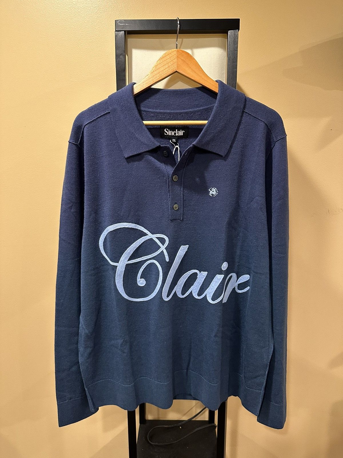 image of Sinclair Global Blue Dip Dye Wool Long Sleeve Polo Shirt, Men's (Size 2XL)