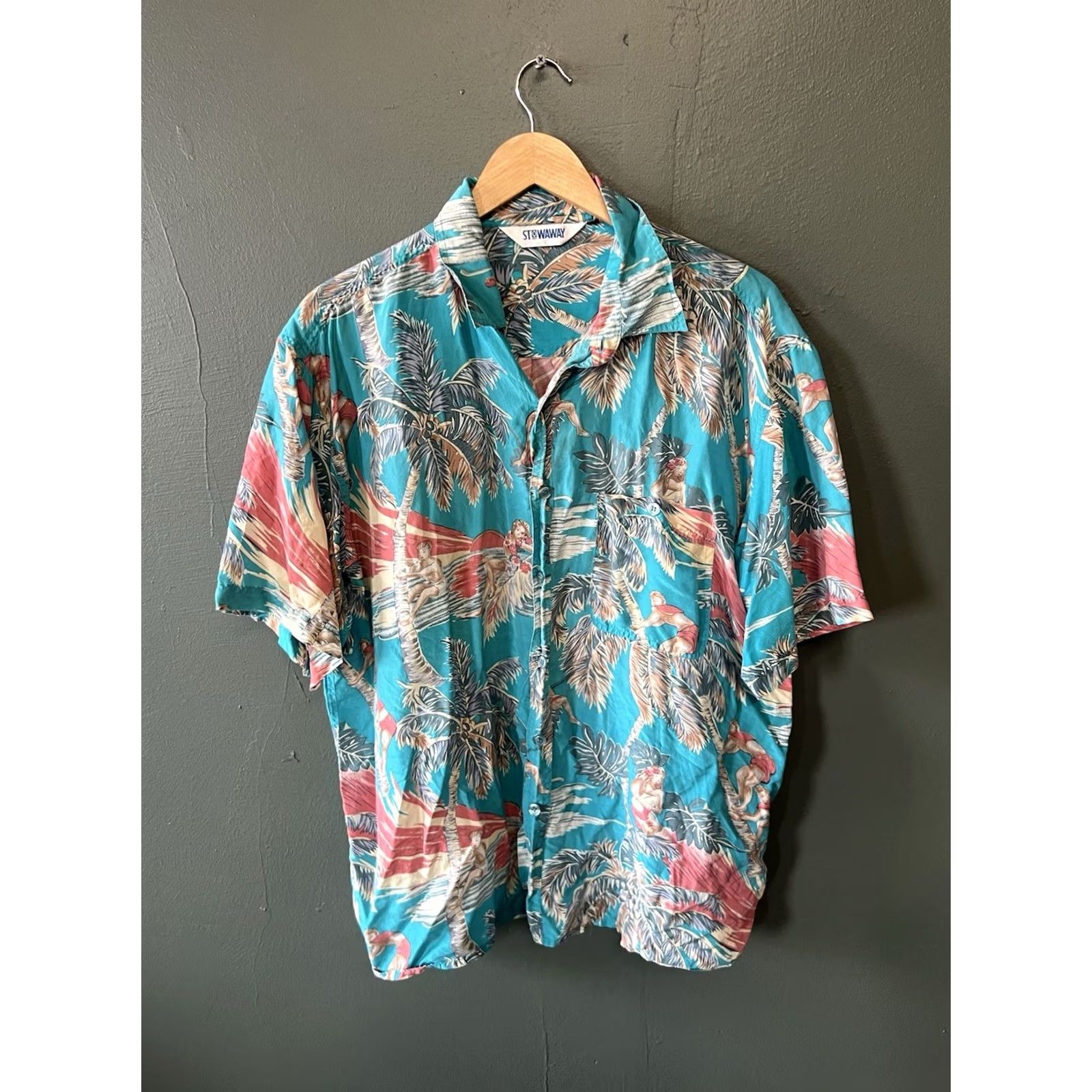 Vintage VINTAGE Stowaway Shirt Silk Button-Up Short Sleeve Blue L Mens Size US L / EU 52-54 / 3 - 2 Thumbnail