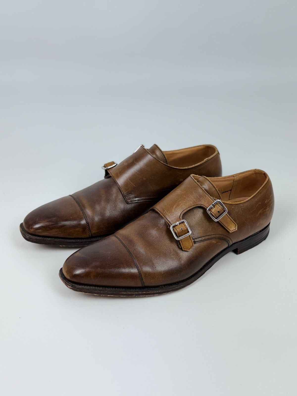 Crockett&Jones Lowndes Monk Leather Brown Shoes US8