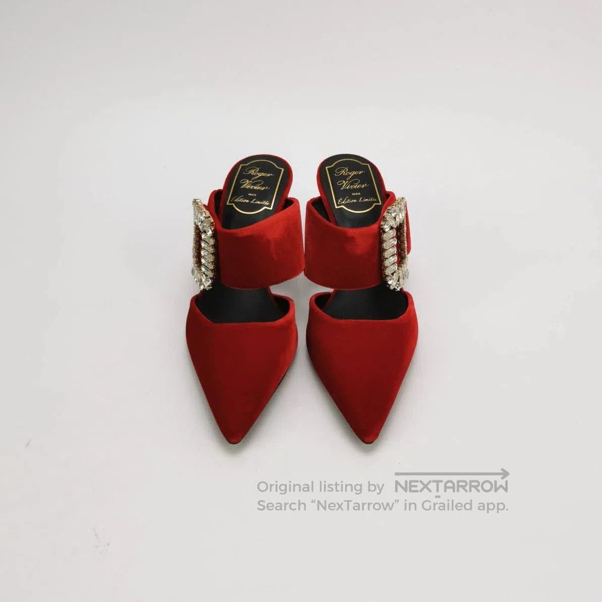 Roger Vivier Roger Vivier Red Velvet Pointed-Toe Slippers. Size US 4.5 / IT 34.5 - 2 Thumbnail