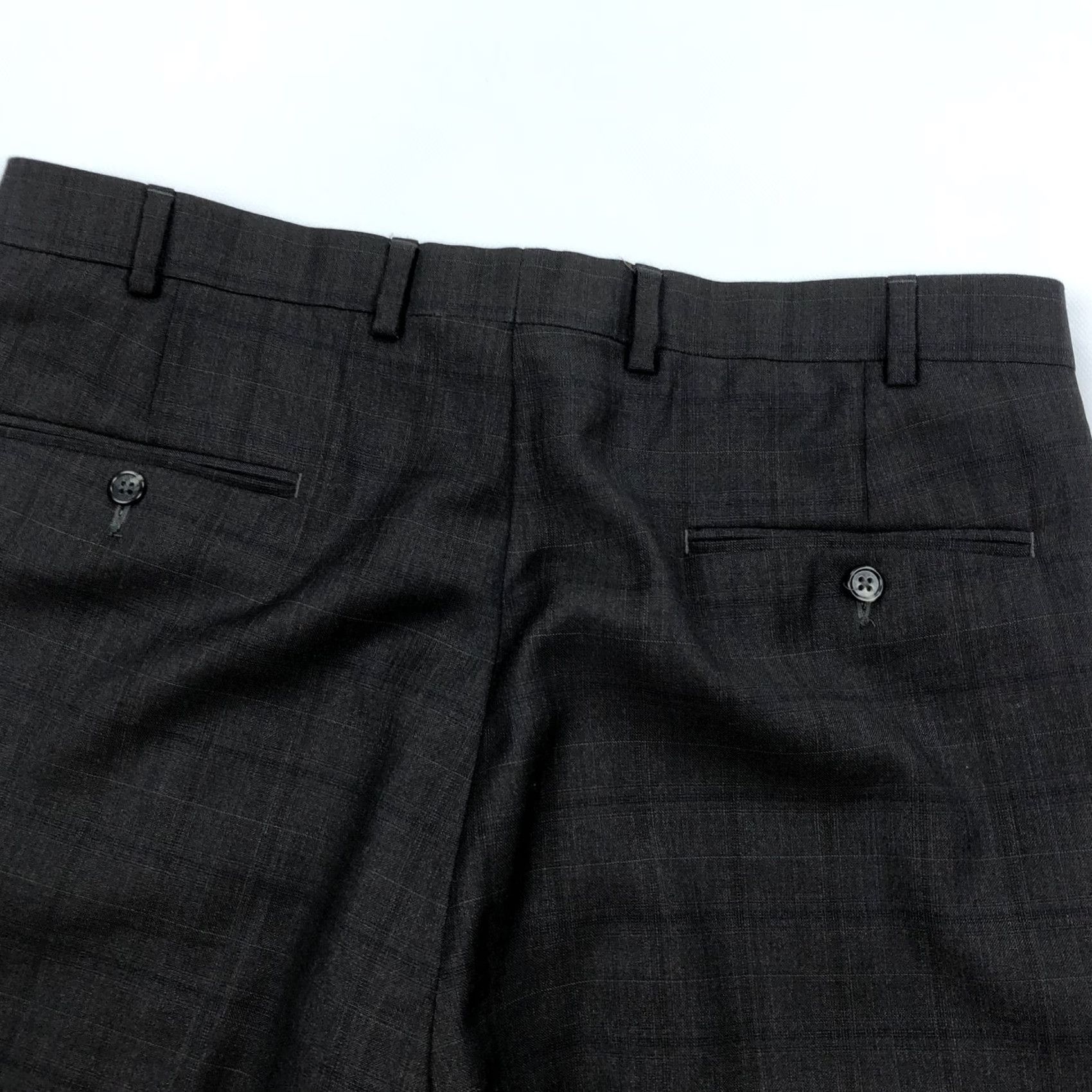 Hart Schaffner Marx Hart Schaffner Marx Men's Dress Pants 100 Wool Flat Front Taupe Plaid 35R Regular Size US 35 - 3 Thumbnail