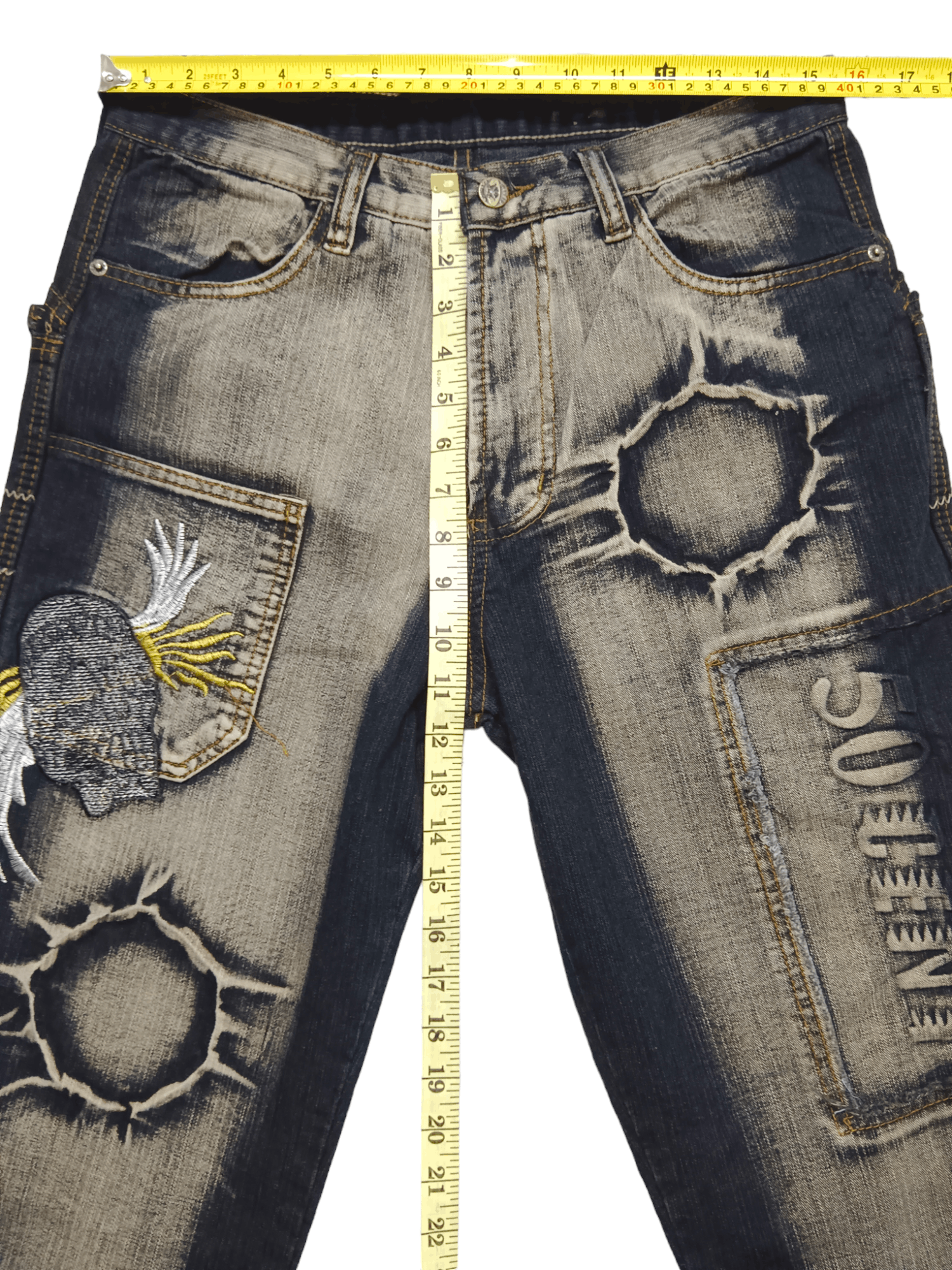 50 Cent Seditionaries Mudwash Skull Baggy Jeans Size US 32 / EU 48 - 6 Thumbnail