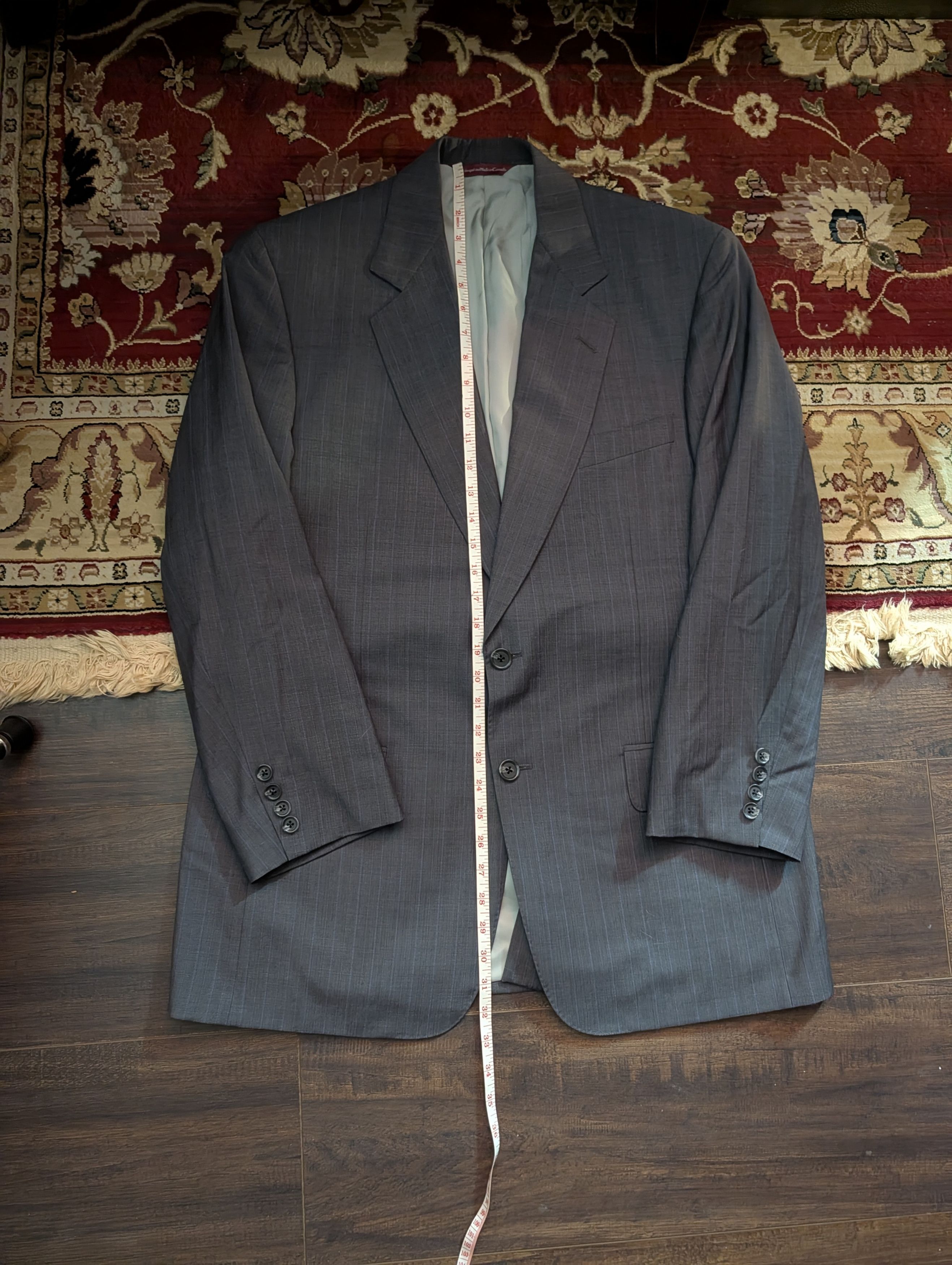 Samuelsohn Italian Super 110s wool gray pinstriped jacket 42R Size 42R - 15 Thumbnail