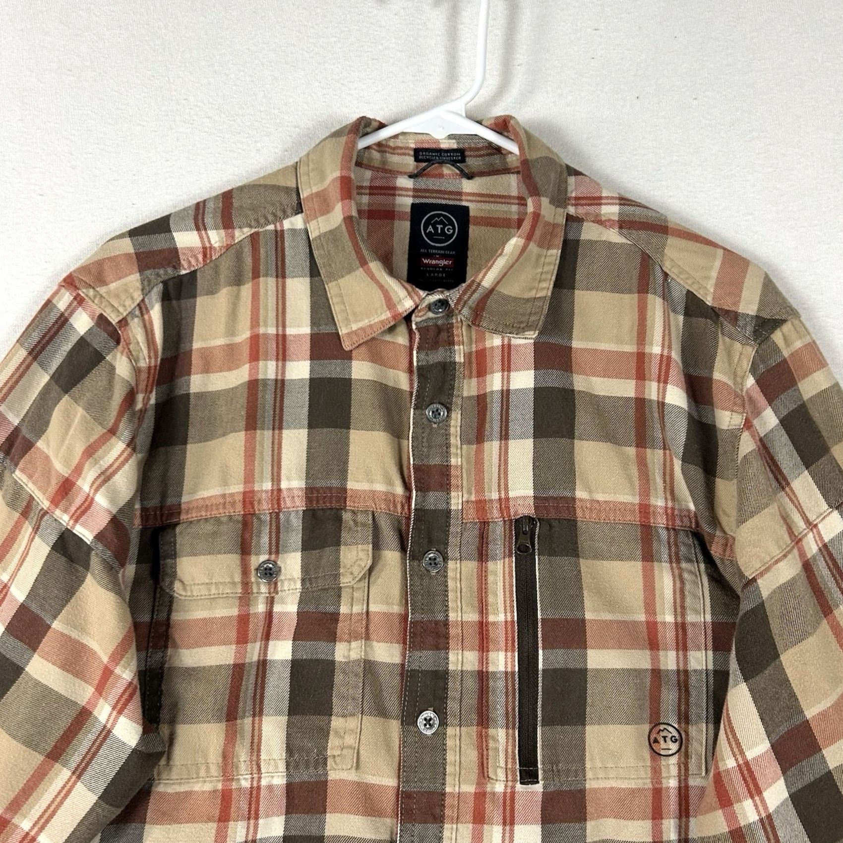 Wrangler Wrangler Button-Up Shirt Mens L Brown Plaid Long Sleeve Elbow Patch Carded Collared All Seasons Heritage Button Up Size US L / EU 52-54 / 3 - 2 Thumbnail