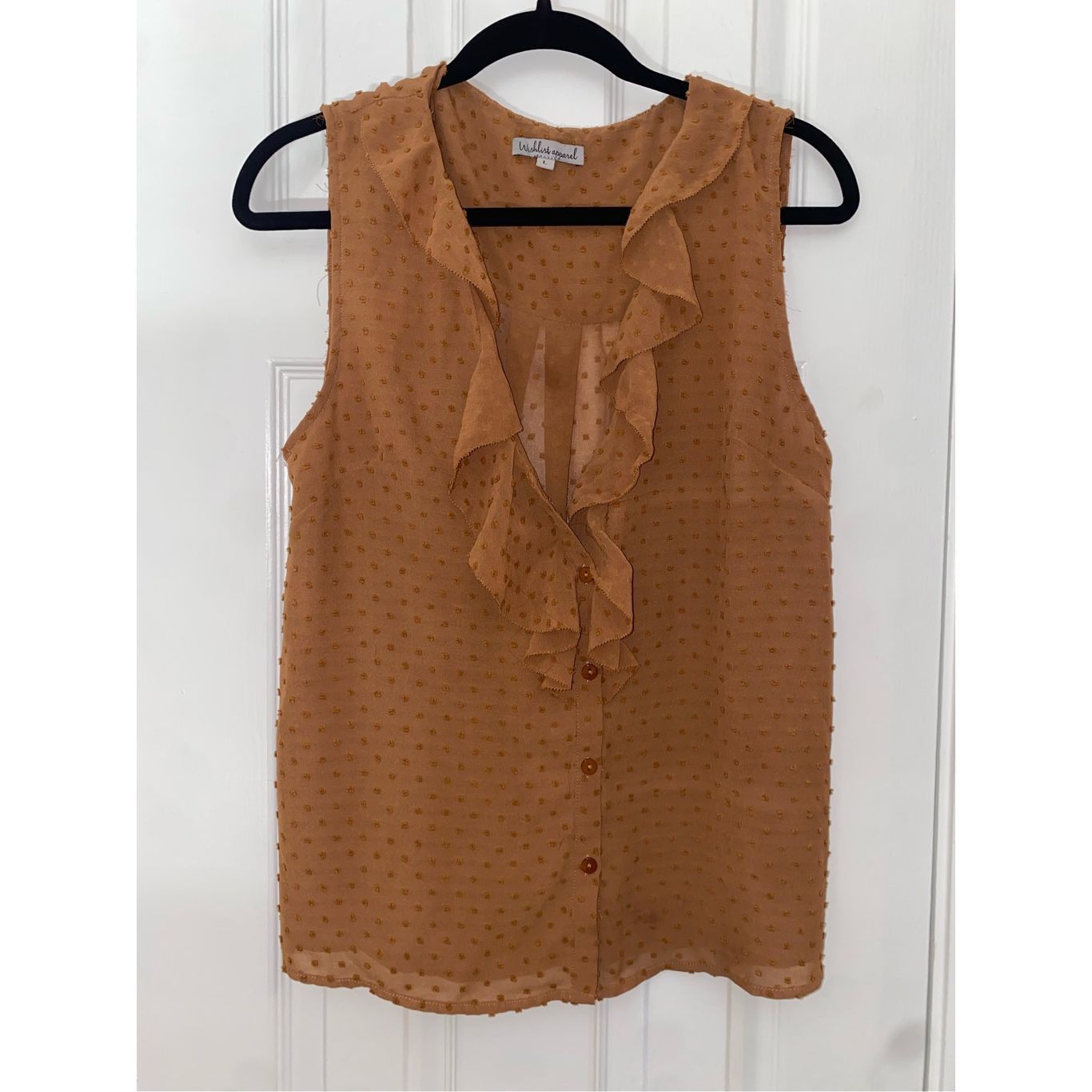 Aether Apparel Wishlist Apparel Ruffle Burnt Orange Dot Button Sleeveless B Size L / US 10 / IT 46 - 14 Thumbnail