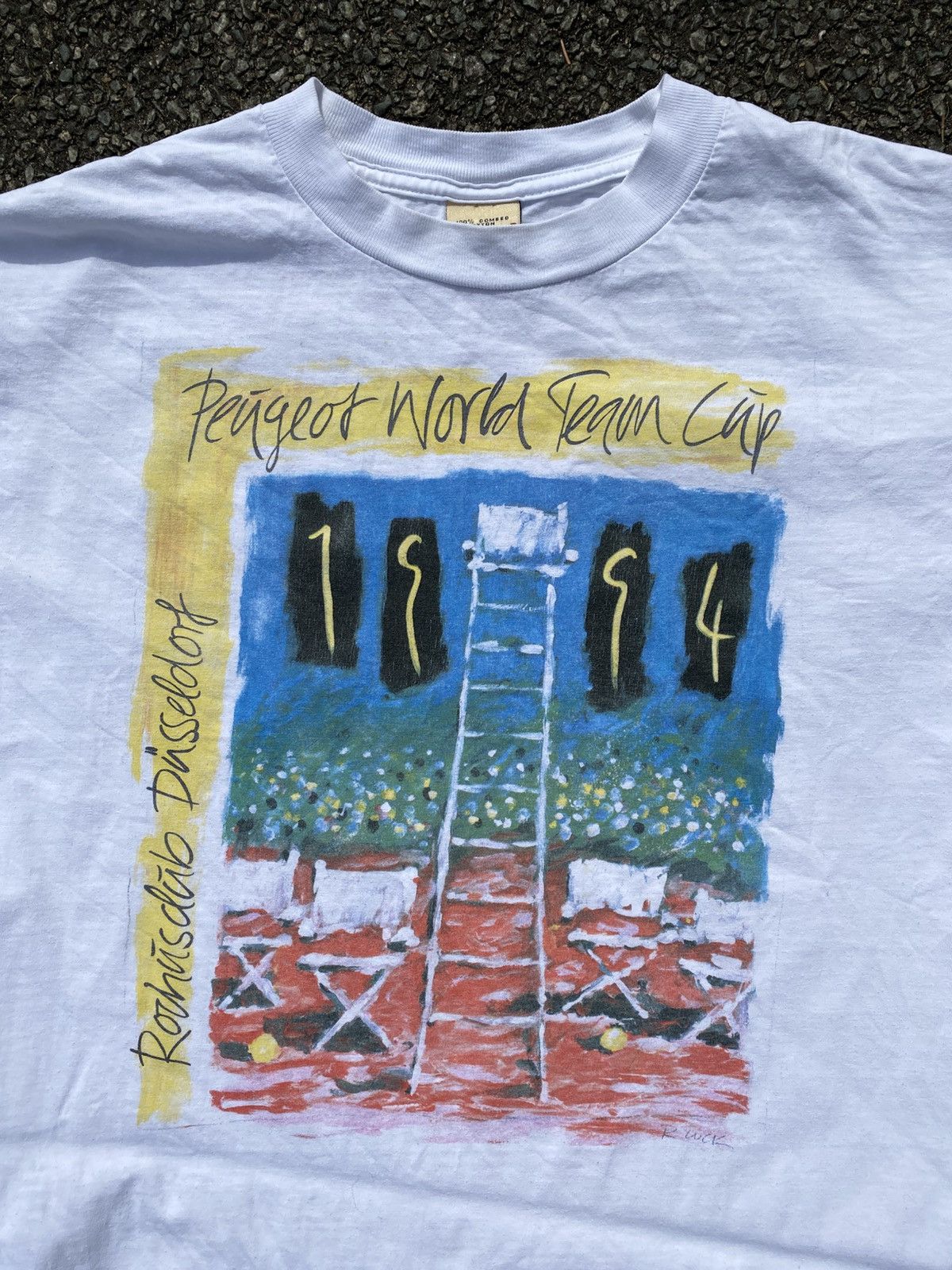 Vintage 90’s Peugeot Tennis World Team Cup 1994 T-Shirt Vintage Size US XL / EU 56 / 4 - 3 Thumbnail