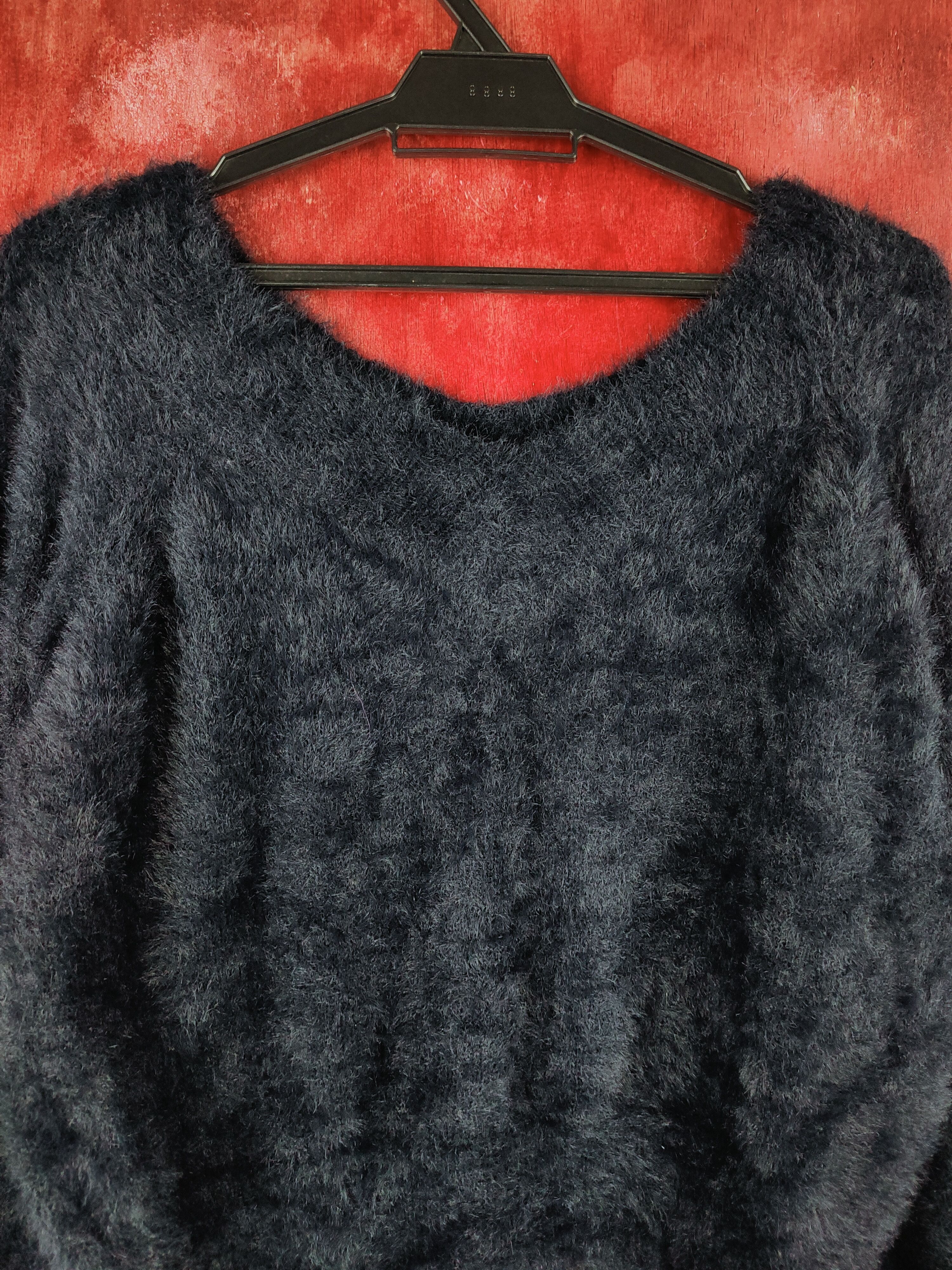 Aran Isles Knitwear Juniorsweet Dark Navy Shag Shaggy Fur Mohair Knitwear #S1944 Size M / US 6-8 / IT 42-44 - 2 Thumbnail
