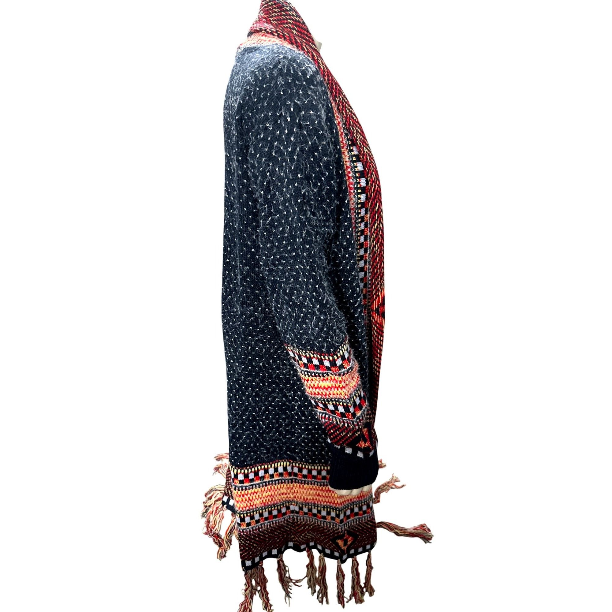Other CCC Bohemian Aztec Tribal Print Knit Cardigan Fringe Multico Size L / US 10 / IT 46 - 7 Thumbnail
