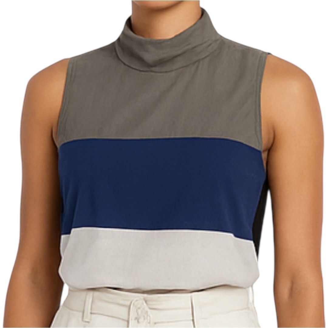 Emporio Armani Emporio Armani Tank Colorblock Relaxed High Neck 100% Silk M Size M / US 6-8 / IT 42-44 - 1 Thumbnail