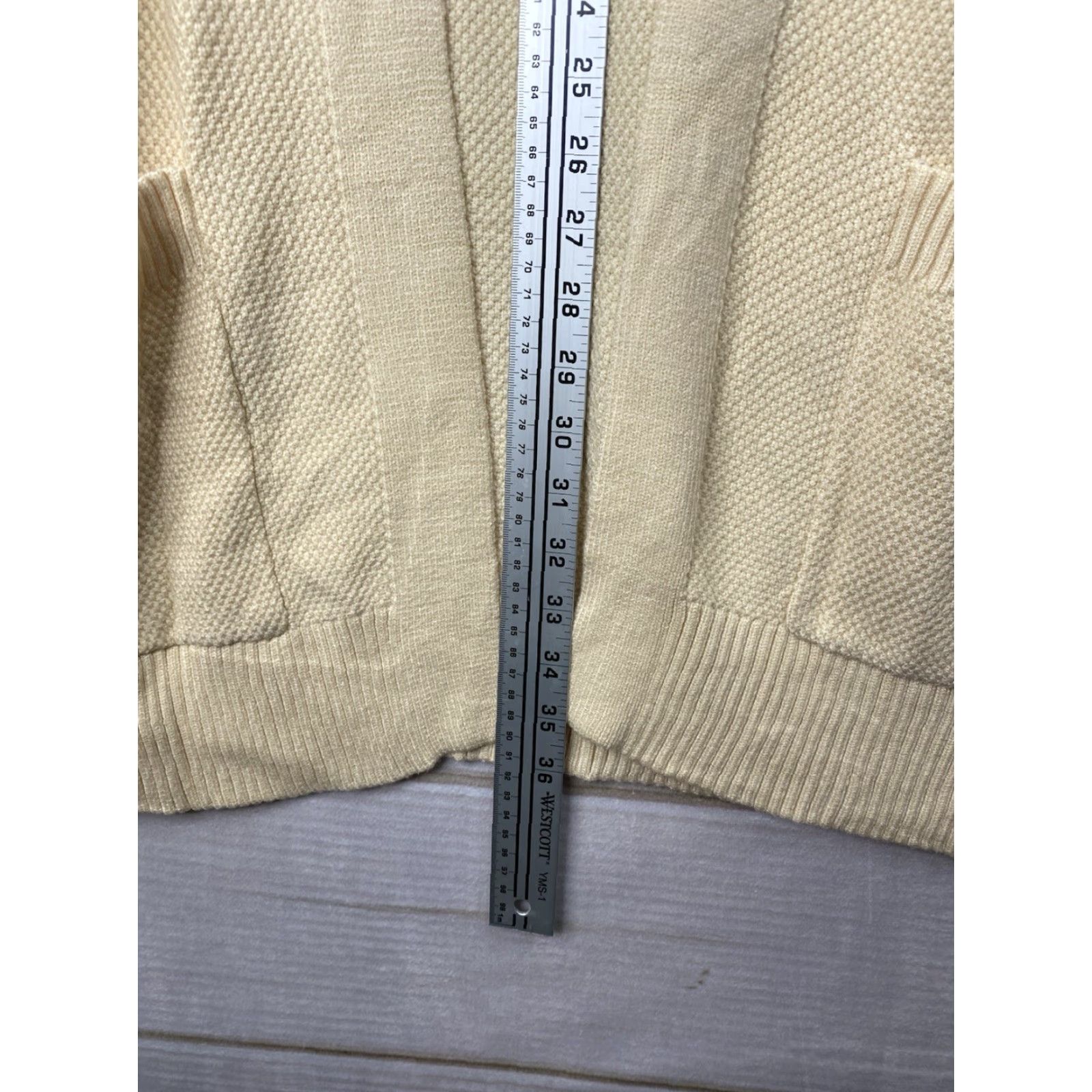 Vintage Merokeety Cardigan 2XL Yellow Waffle Knit Long Sleeve Pockets V-Neck Sweater Women Winter NWT Size XXL / US 16-18 / IT 52-54 - 4 Thumbnail