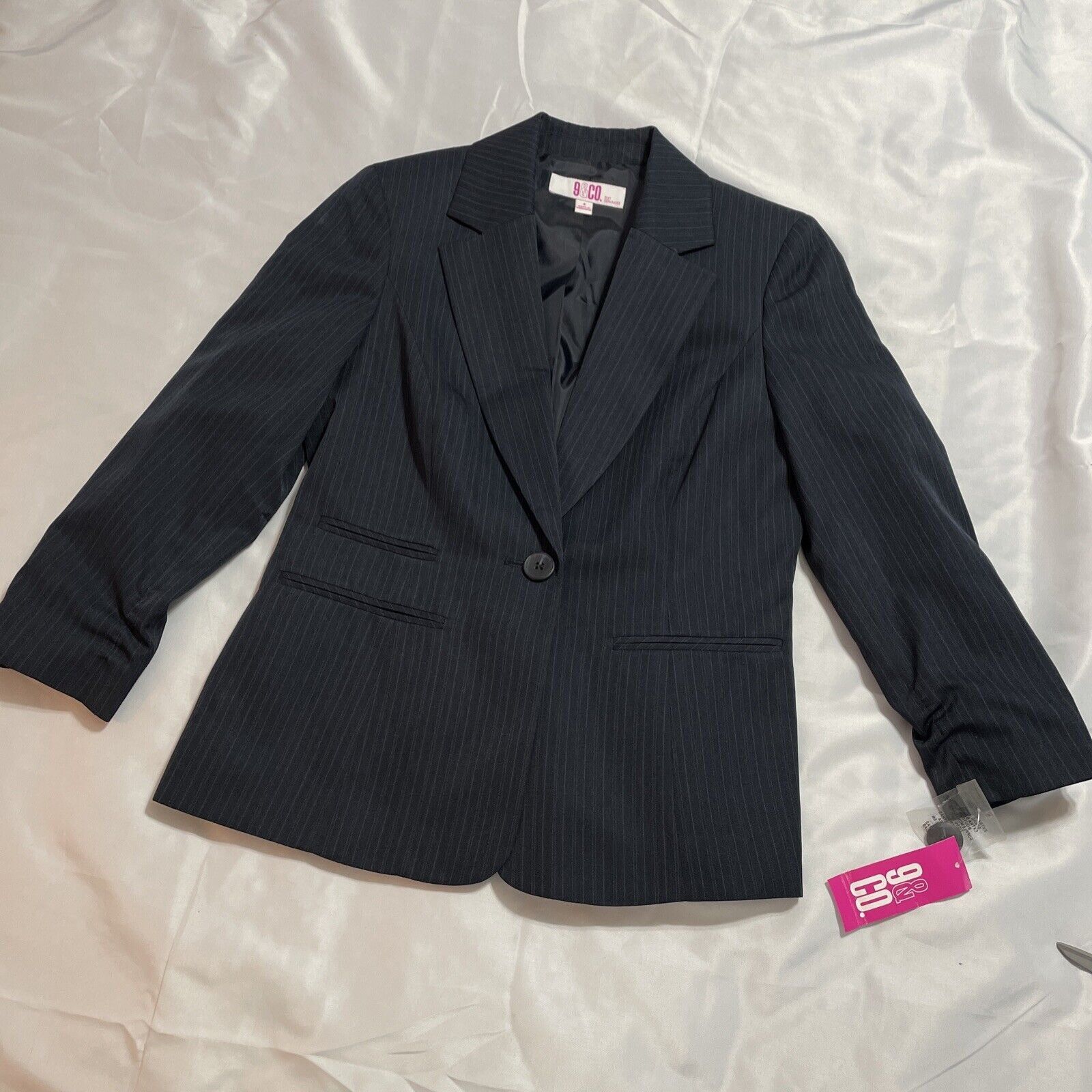 Nine West Nine West Women's Blazer Jacket June Navy Blue Pin Striped S Size S / US 4 / IT 40 - 2 Thumbnail