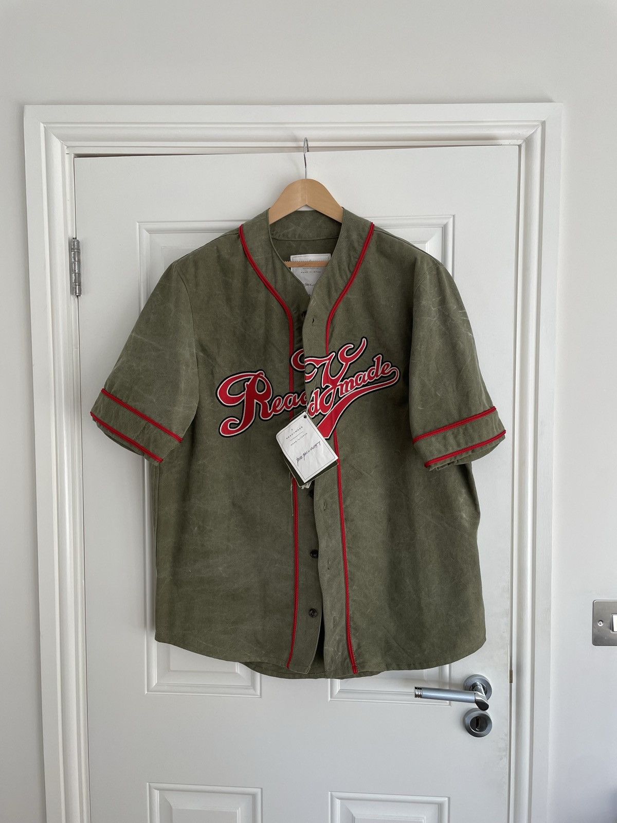 image of Readymade Baseball Jersey in Khaki, Men's (Size Small)