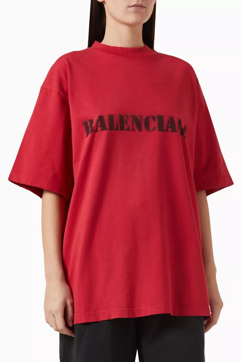 Balenciaga o1w1db10525 Dup / Stencil Type T-Shirt Medium Fit in Red Size L / US 10 / IT 46 - 5 Thumbnail