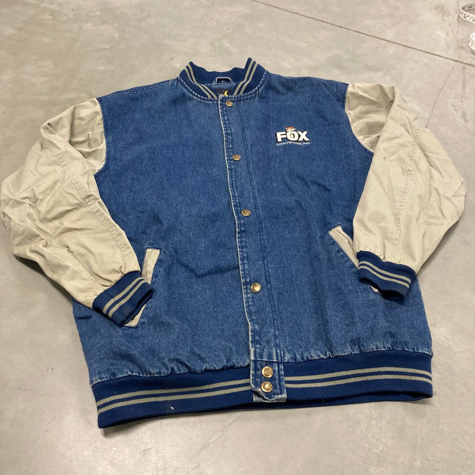 Vintage y2k denim varsity jacket Size US XL / EU 56 / 4 - 1 Thumbnail