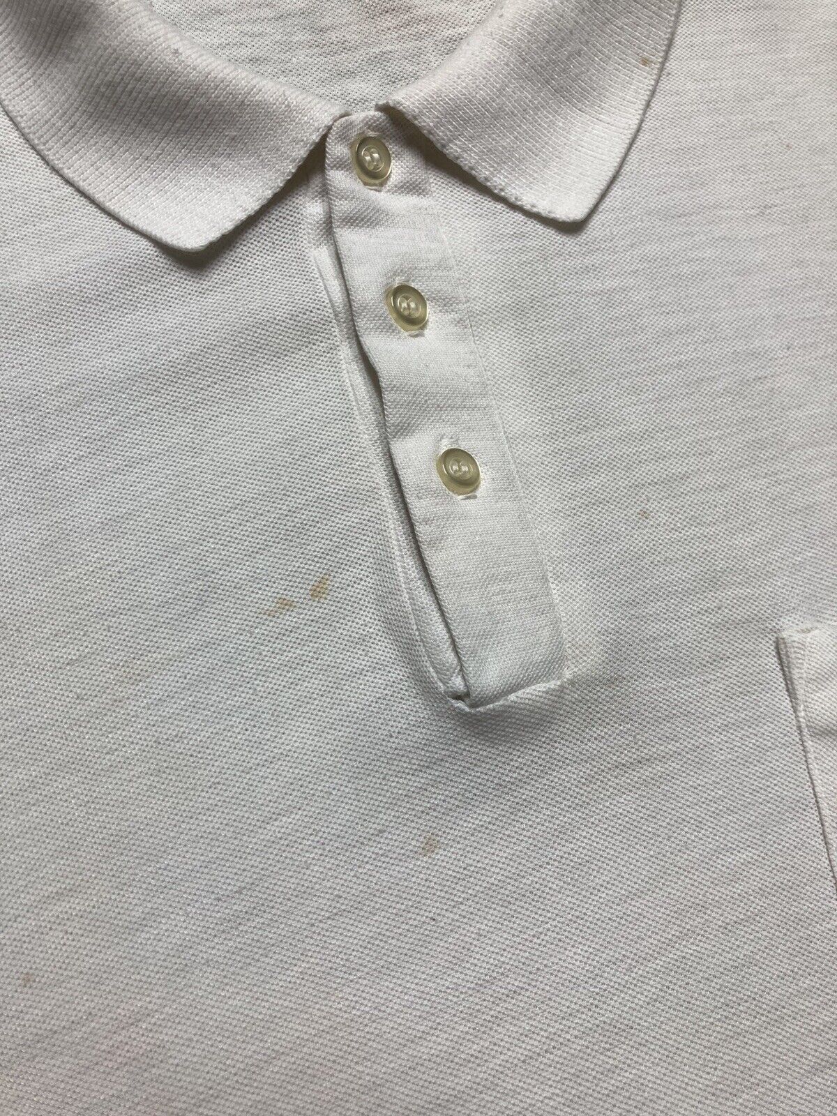 Vintage VTG 70s polo shirt blank white soft thin worn adult large Size US L / EU 52-54 / 3 - 4 Thumbnail