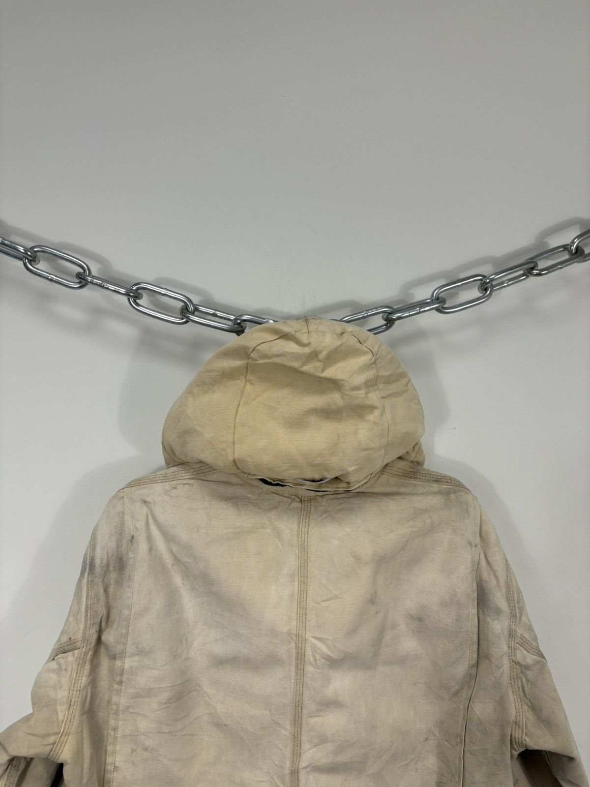 Carhartt Vintage 90s Carhartt USA Beige Work Hooded Cropped Jacket Size US M / EU 48-50 / 2 - 18 Thumbnail