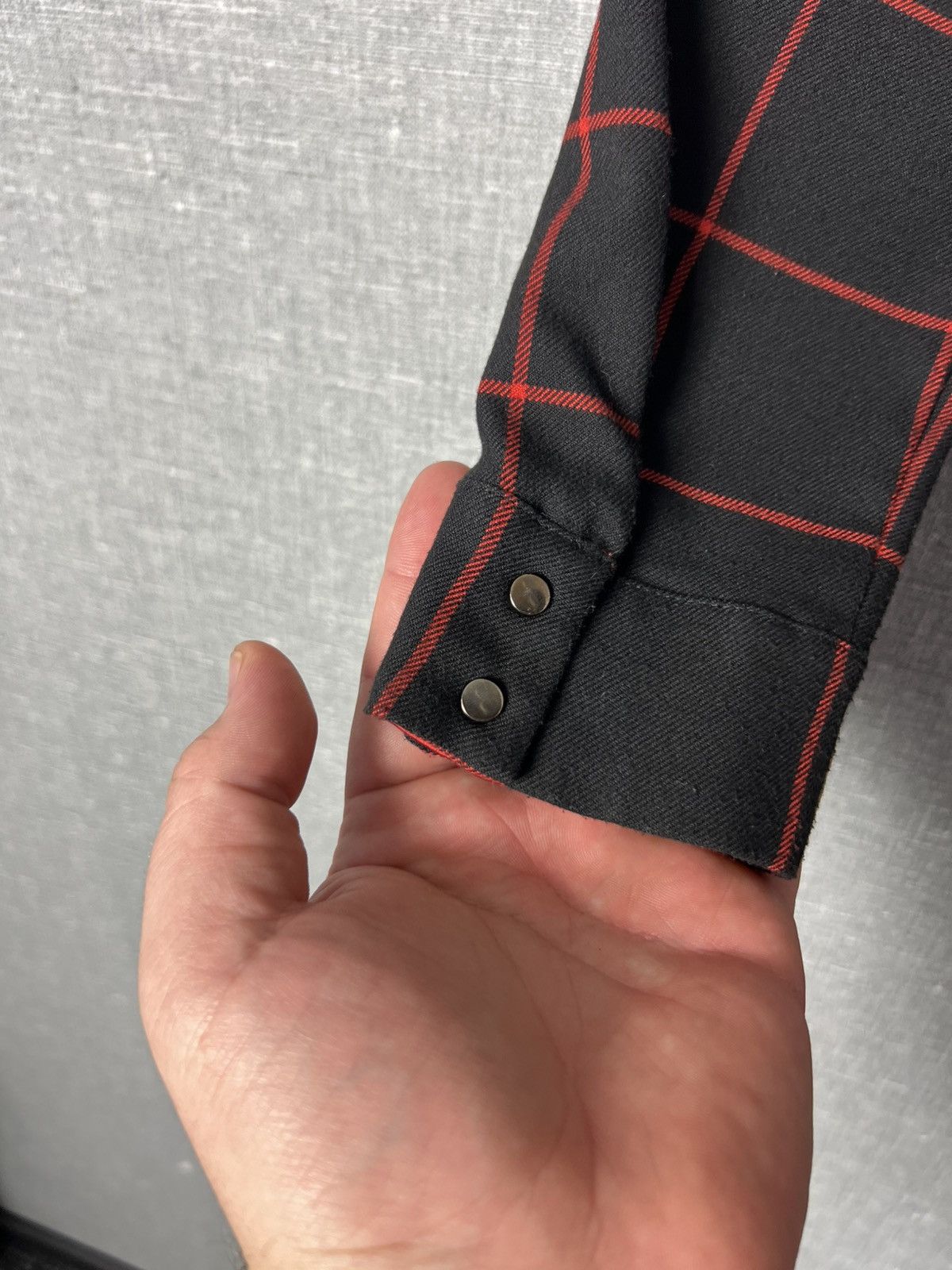 Cop Copine Cop Copine Black Knok Top with Red Checked Sleeve and Cuffs Size S / US 4 / IT 40 - 16 Thumbnail
