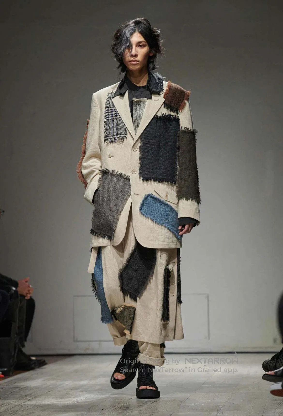 Yohji Yamamoto Yohji Yamamoto Patchwork Linen Patch Denim Jacket Size US L / EU 52-54 / 3 - 7 Thumbnail