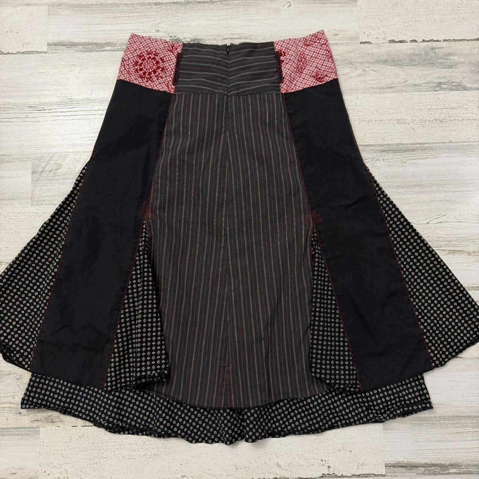 Designer Vintage pinstriped panelled patterned midi skirt goth Size 36" / US 14 / IT 50 - 3 Thumbnail