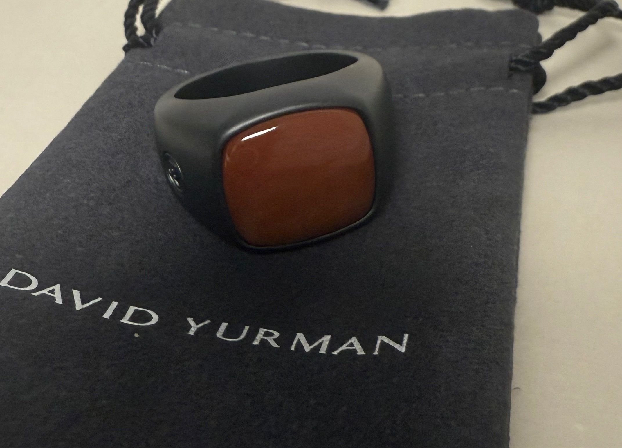 David Yurman David Yurman Black Titanium Men's Carnelian Signet Ring Size ONE SIZE - 1 Thumbnail