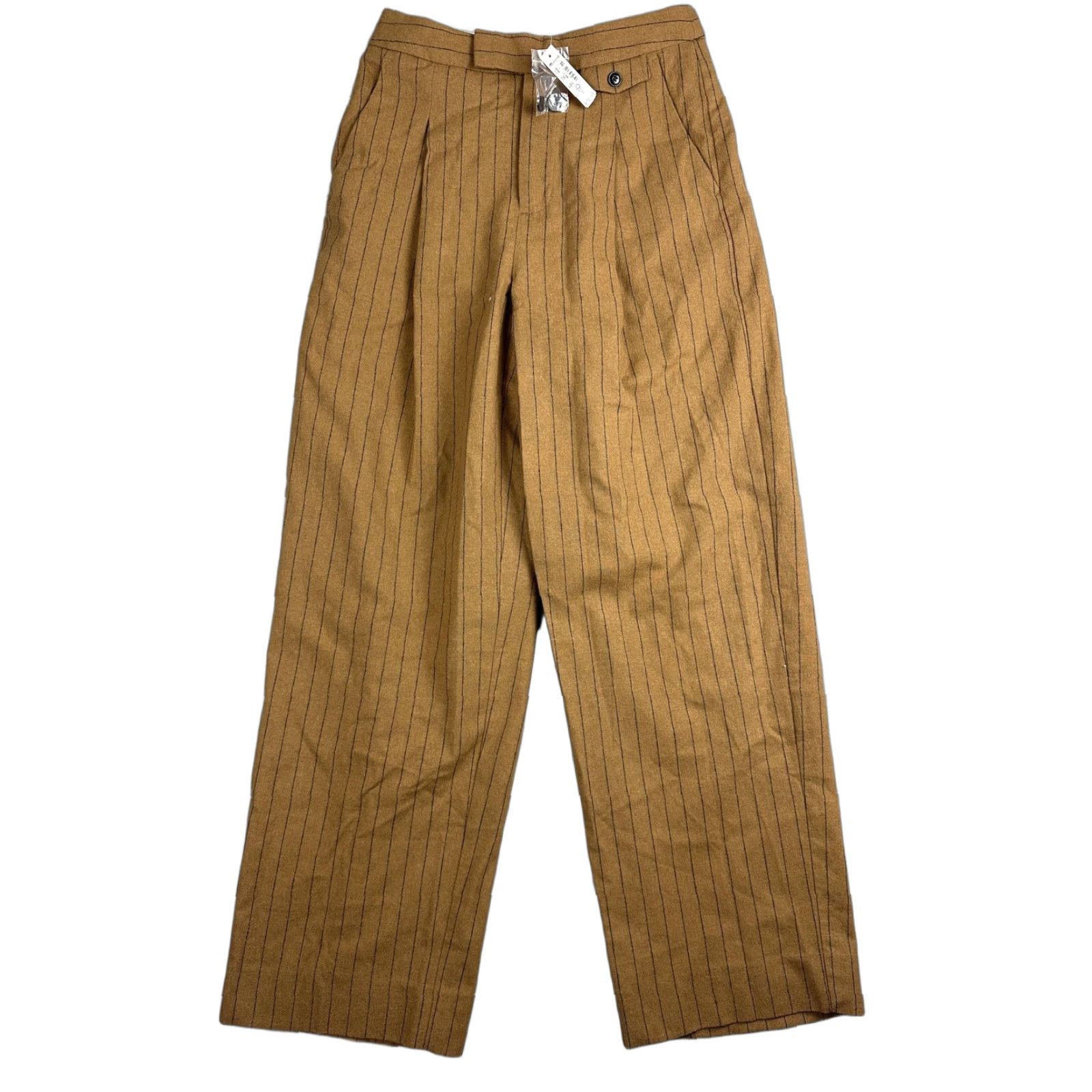 Madewell Madewell High Rise Rosedale Pants Womens 2 Brown Wool Stripe Straight Dress Work Size 26" / US 2 / IT 38 - 1 Thumbnail