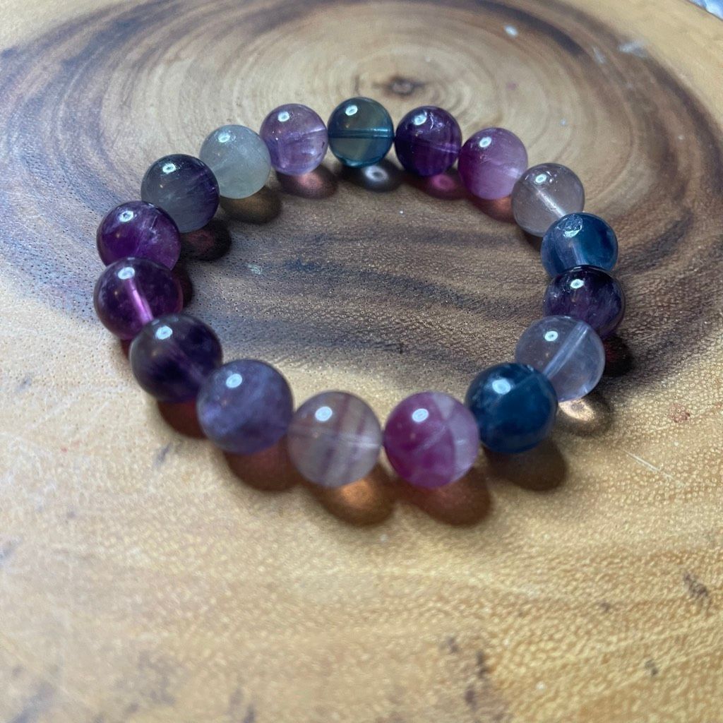Other Fluorite bracelet striped layers rainbow colors stretch 13mm Size ONE SIZE - 2 Thumbnail