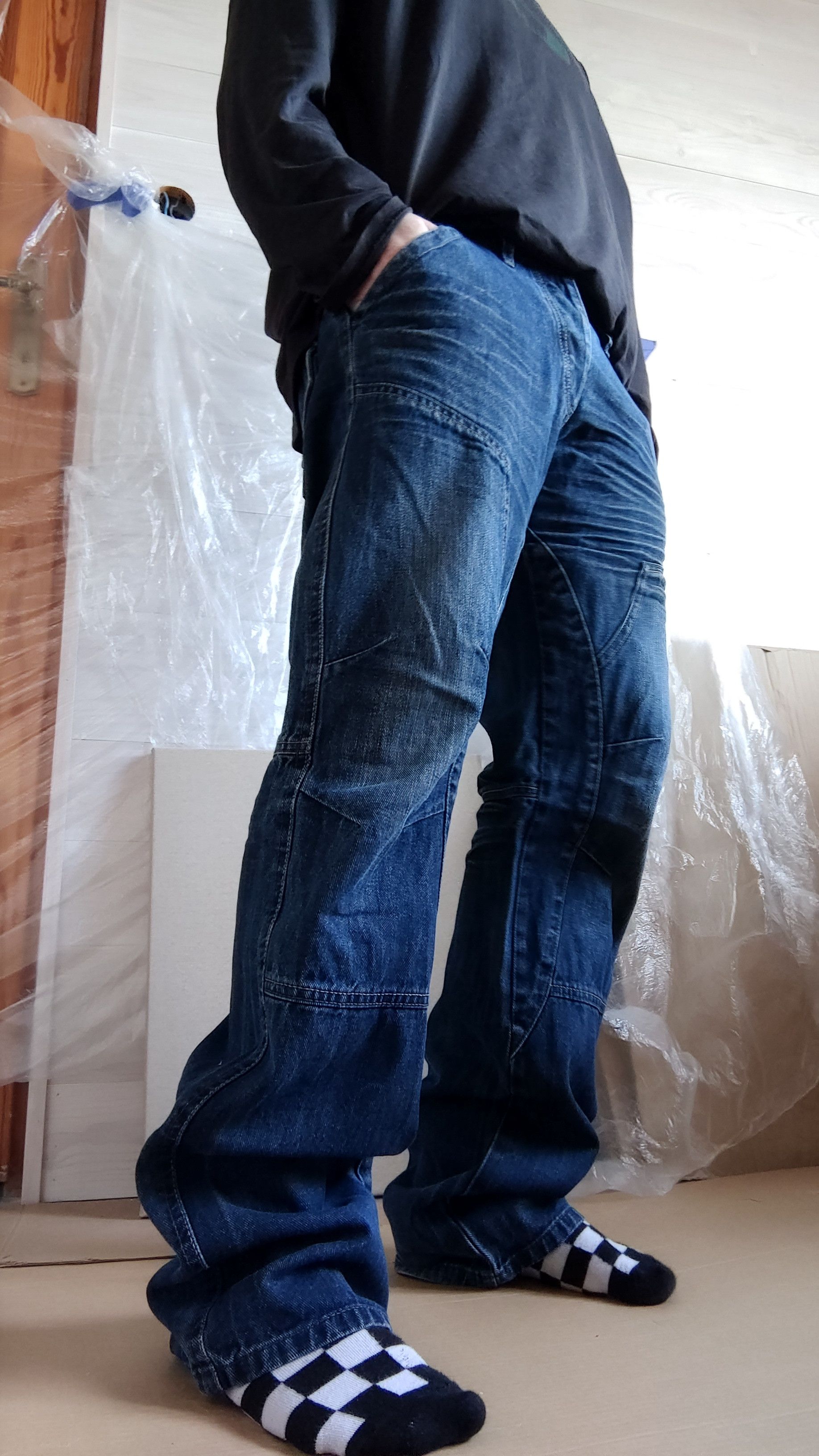 Vintage Skinny Baggy Stacked Pants Flared Alt Neo Denim Goth 33 Size US 33 - 7 Thumbnail