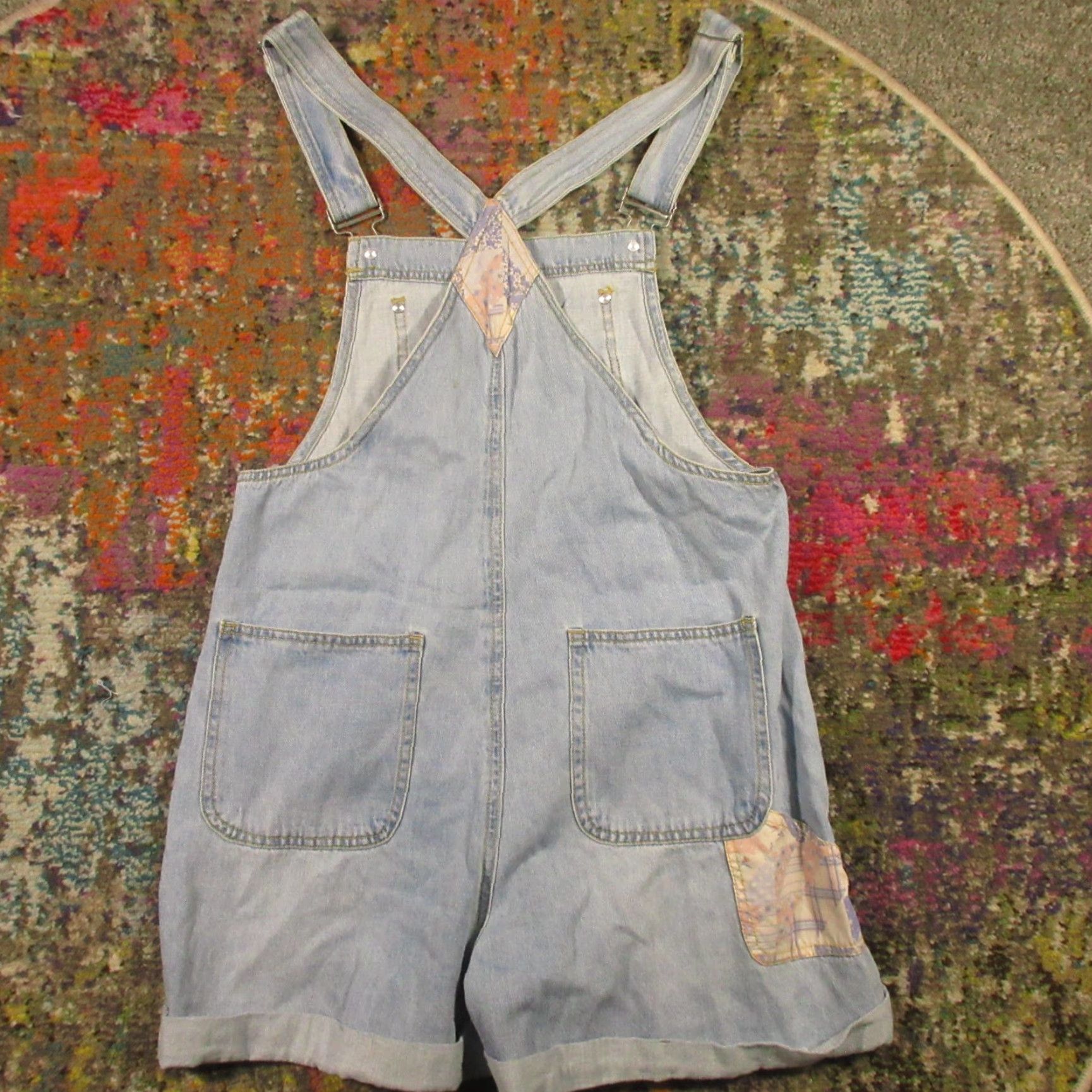 Forever 21 Forever 21 Overall Shorts Women M Denim Floral Embellished Blue 90s Y2K Fairy Casual Bermuda Shorts Size 32" / US 10 / IT 46 - 2 Thumbnail
