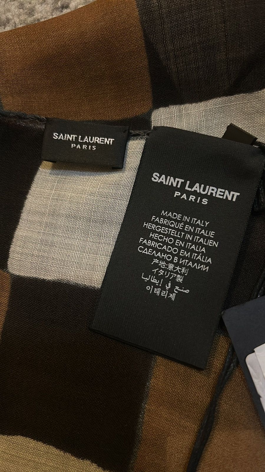 Saint Laurent Paris Saint Laurent Square Checkboard Bandana in Wool 65 x 65 CM Size ONE SIZE - 2 Thumbnail