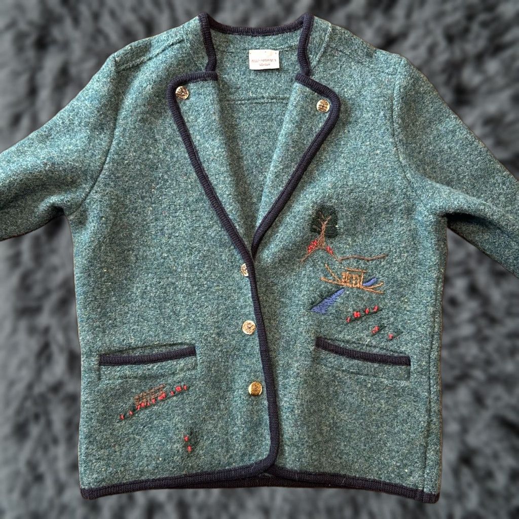 Vintage VINTAGE Tirol Wool Jacket Womens Size 40 Green Embroidered Pockets Tyrol Jacket Lady Green Pockets 28.5x23.5 Contemporary Retro Art Peasant Size L / US 10 / IT 46 - 1 Thumbnail