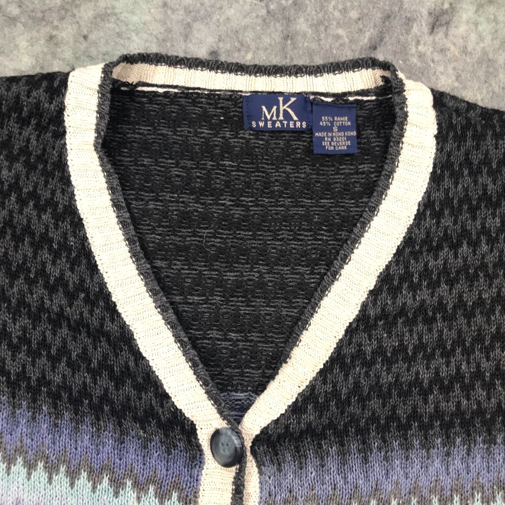 Vintage VINTAGE MK Sweaters Cardigan Womens Small Gray Geometric Knit V-Neck Cotton Ramie Button Down Size S / US 4 / IT 40 - 5 Thumbnail