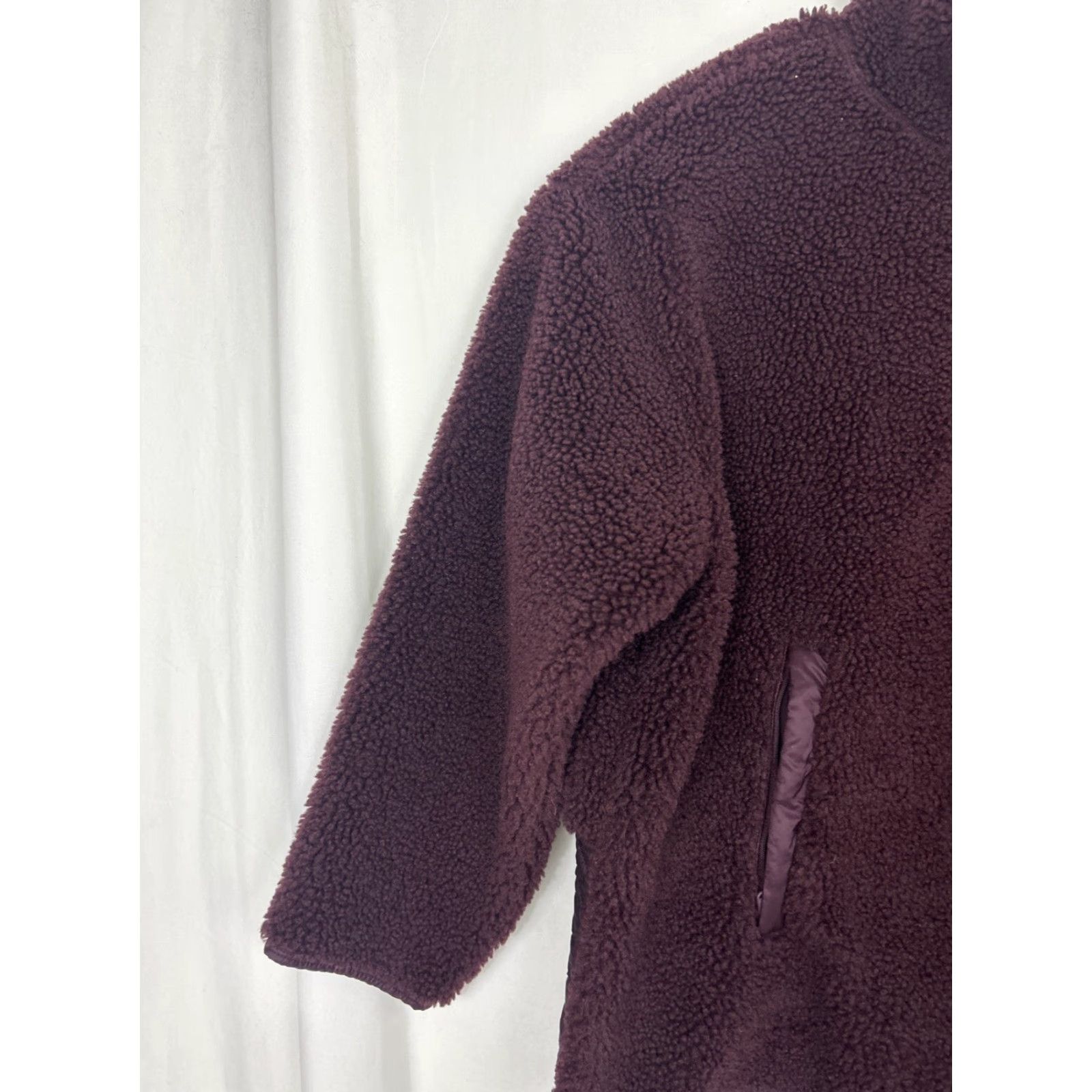 Athleta Athleta Sweatshirt Womens XL Maroon Sherpa Cozy Pullover Snap Jacket oldal Size XL / US 12-14 / IT 48-50 - 2 Thumbnail