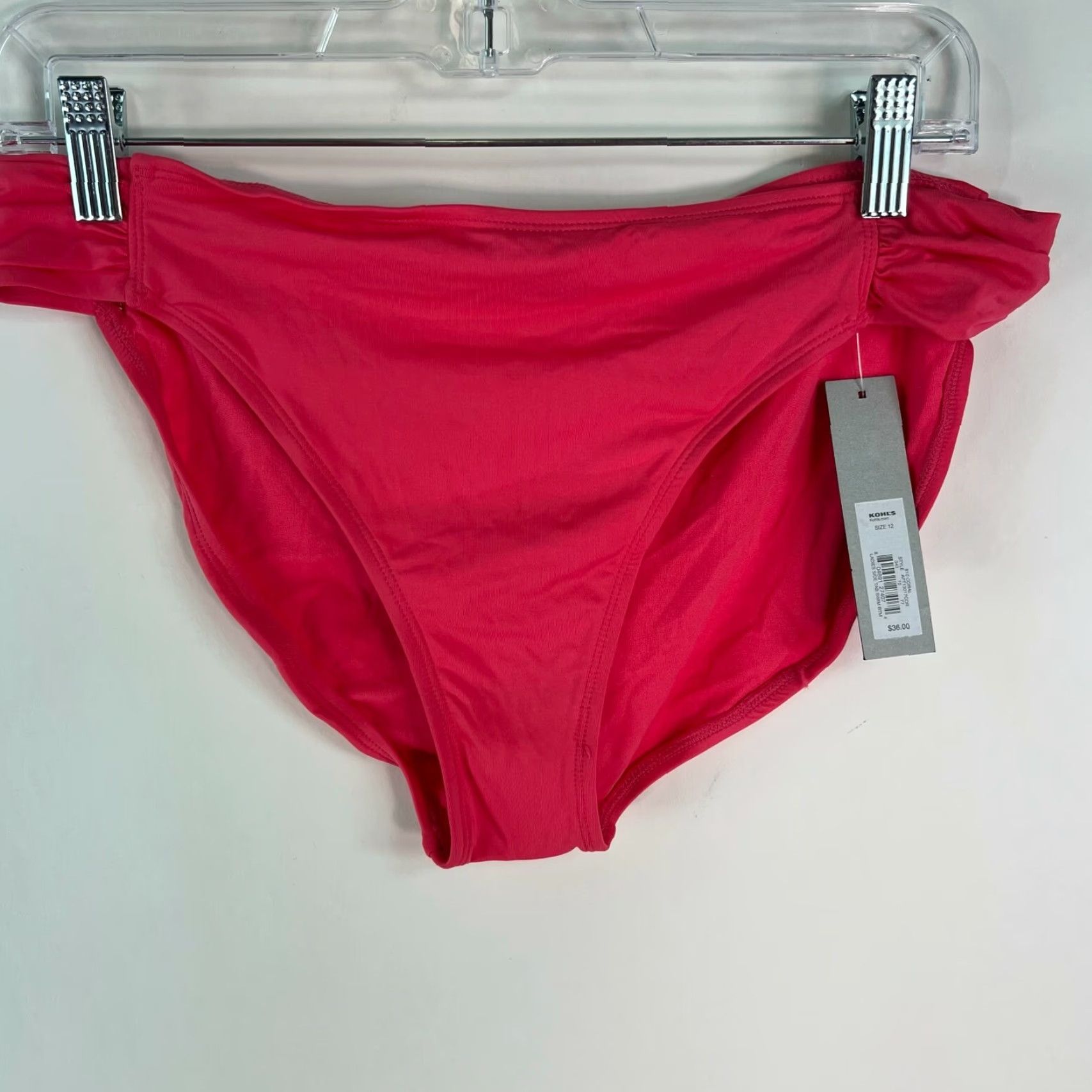 Apt. 9 Apt. 9 Womens Bikini Bottom Swimwear Side Tabbed Pull On Pink Coral Size 12 Size 34" / US 12 / IT 48 - 4 Thumbnail