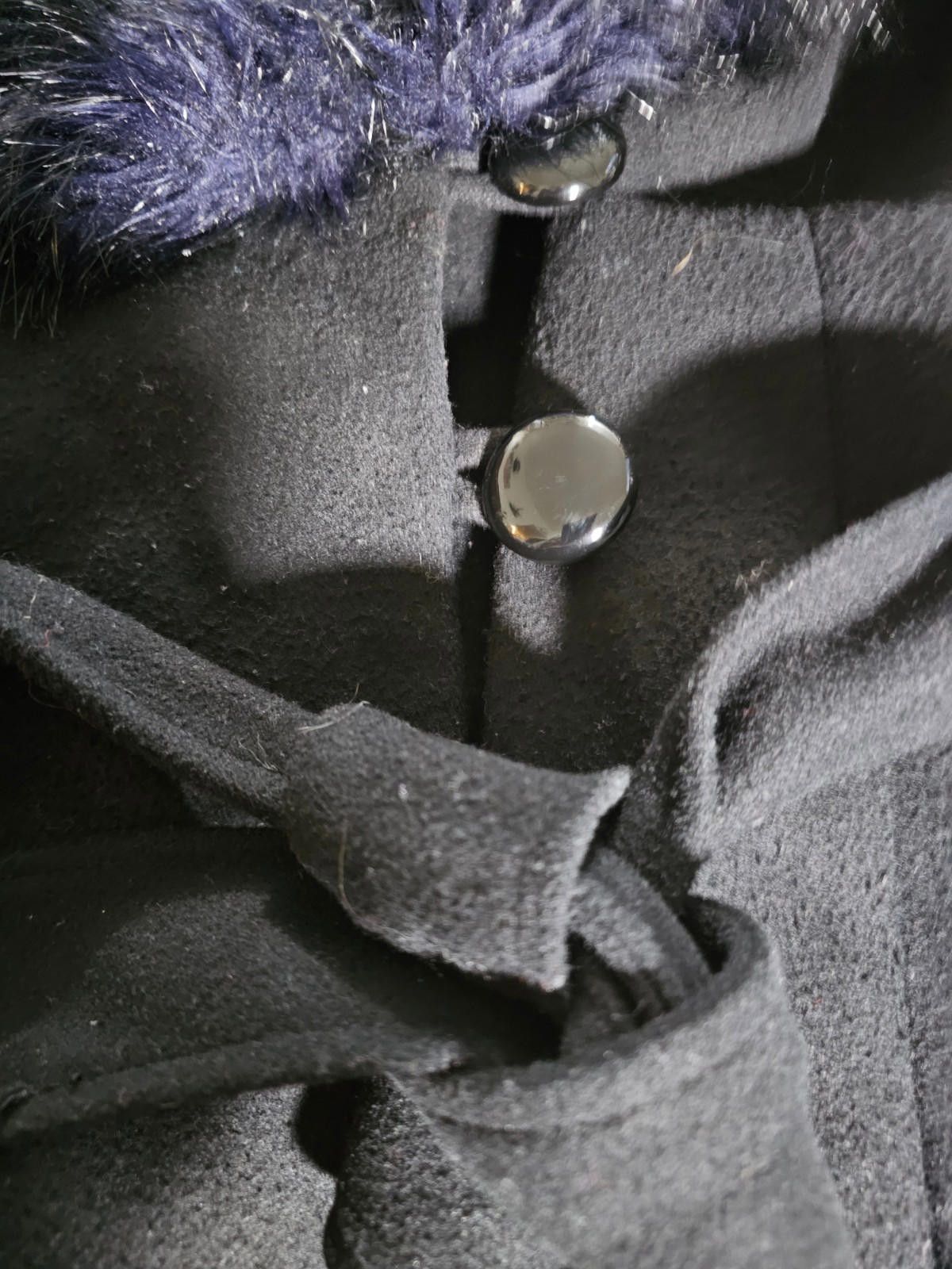 H&M H&M Purple Black faux fur trim wool coat US 8 Size M / US 6-8 / IT 42-44 - 4 Thumbnail