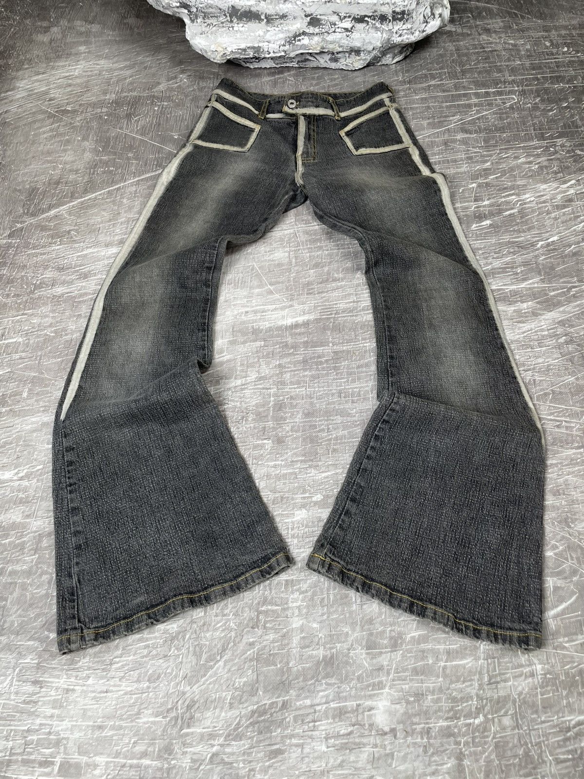 2000s Textured Fade Flared Jeans Y2K Japanese LGB DG style