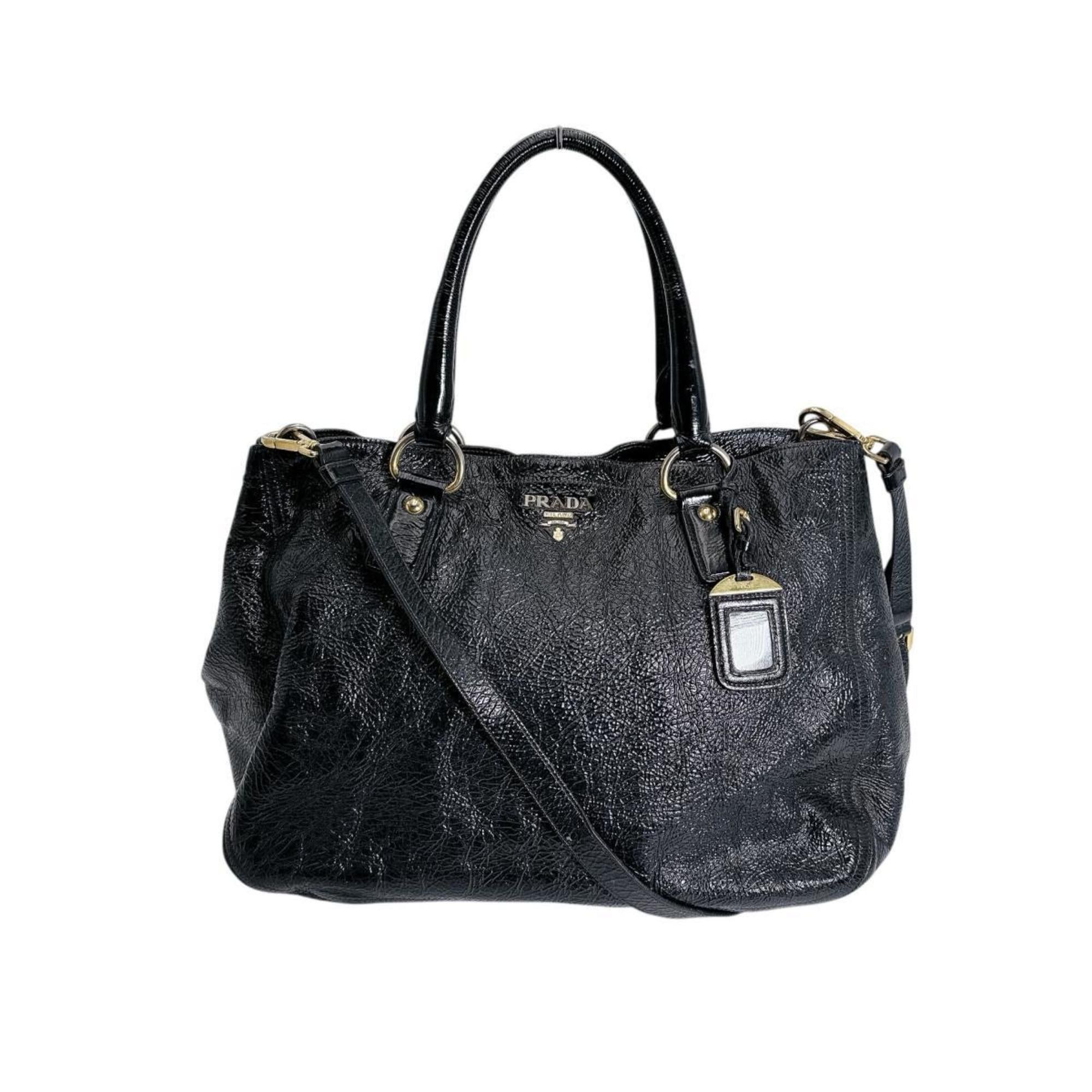 Prada Prada tote bag shoulder in patent leather and black Size ONE SIZE - 1 Thumbnail