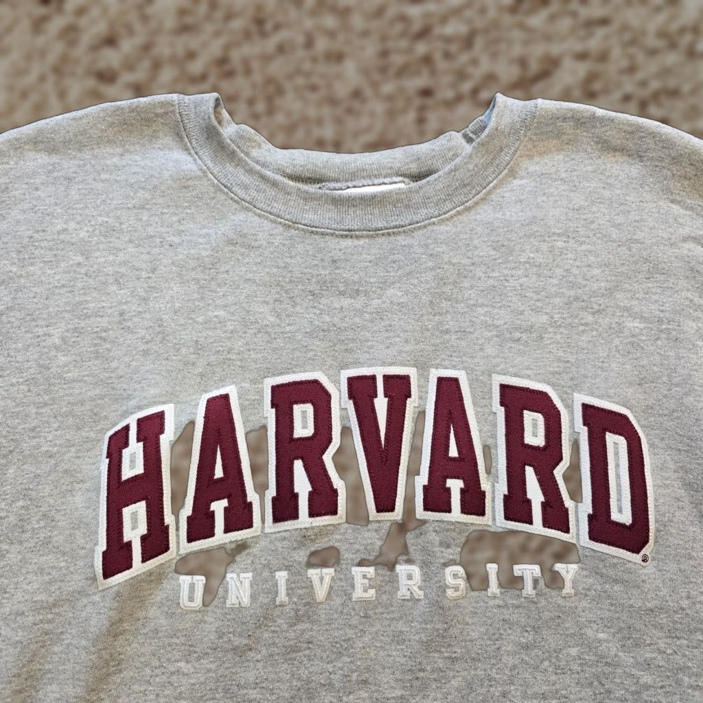 Champion Harvard University Sweatshirt Mens Large Gray Champion Crew Neck Long Sleeve Pullover Heavyweight College University Men Regular Knit Cotton Size US L / EU 52-54 / 3 - 1 Thumbnail