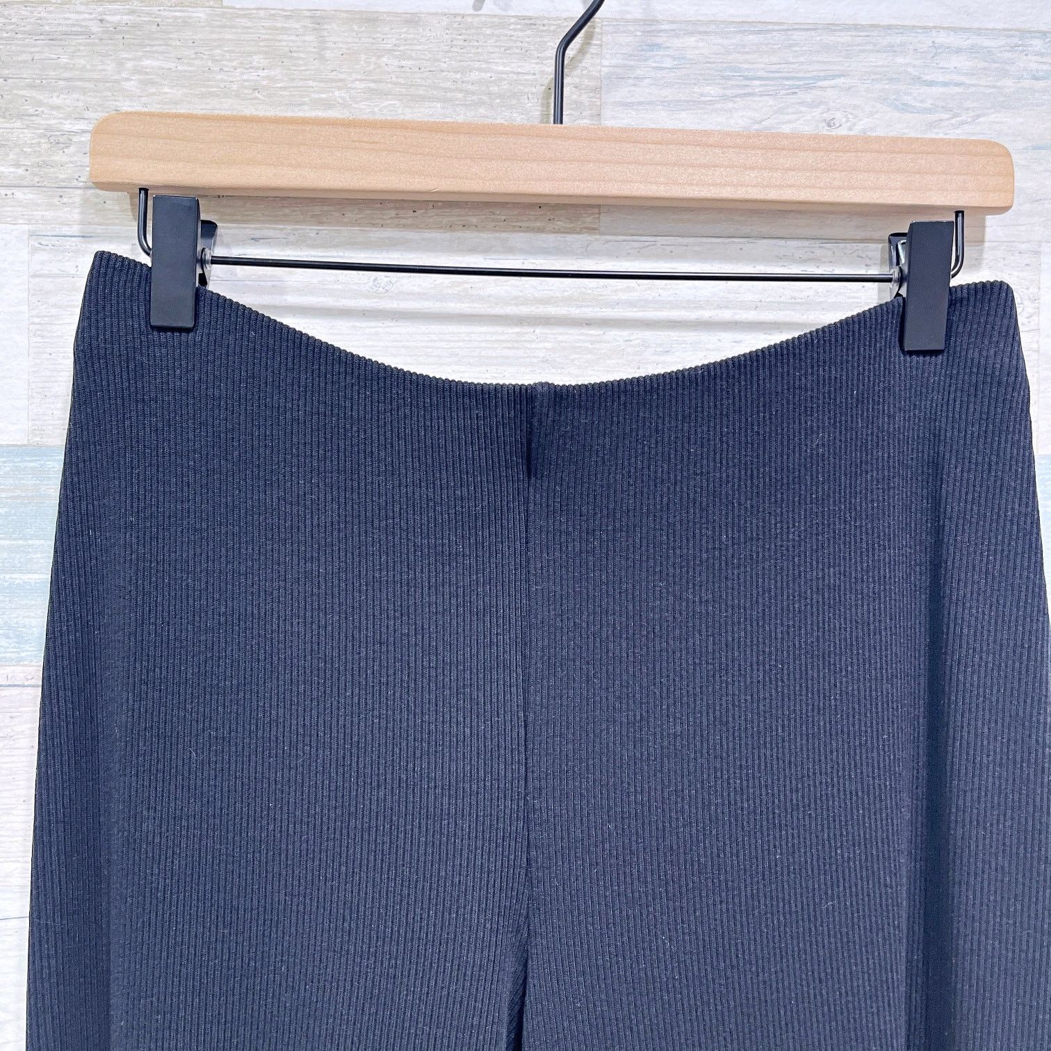 Eileen Fisher Eileen Fisher Wide Leg Cropped Ribbed Knit Pants Black S Size 28" / US 6 / IT 42 - 2 Thumbnail