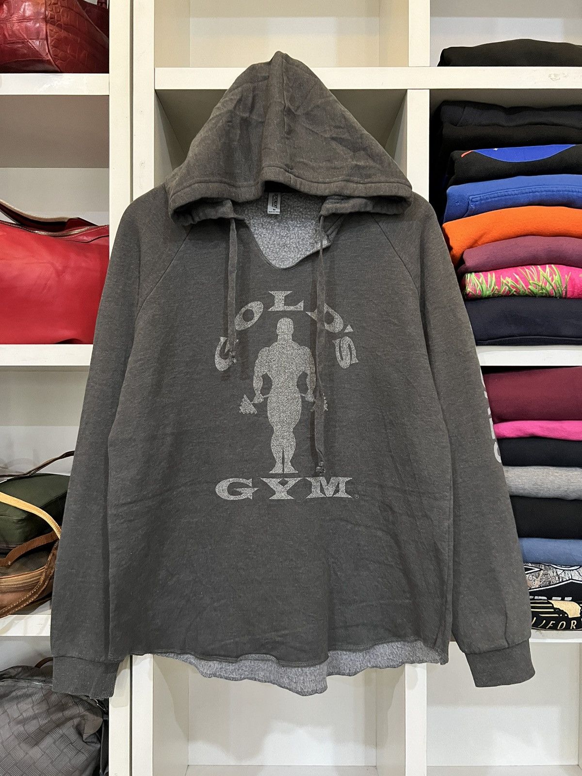 image of Independent Trading Co x Vintage Independent Golds Gym Hoodie in Grey, Men's (Size Medium)