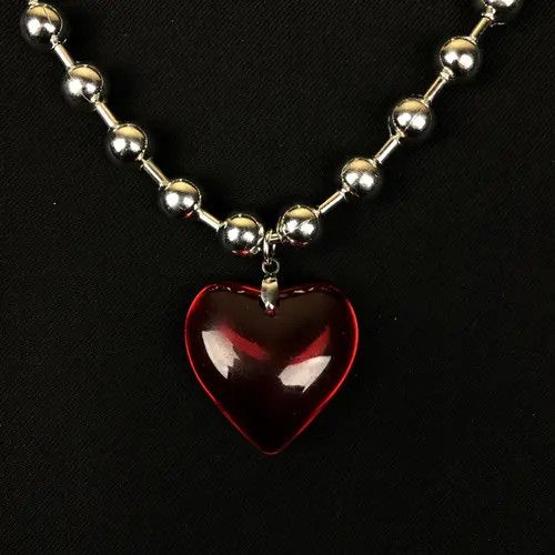 VIBE Big Red Heart Chain Goth Punk Jewelry Grunge Necklace Size ONE SIZE - 8 Thumbnail