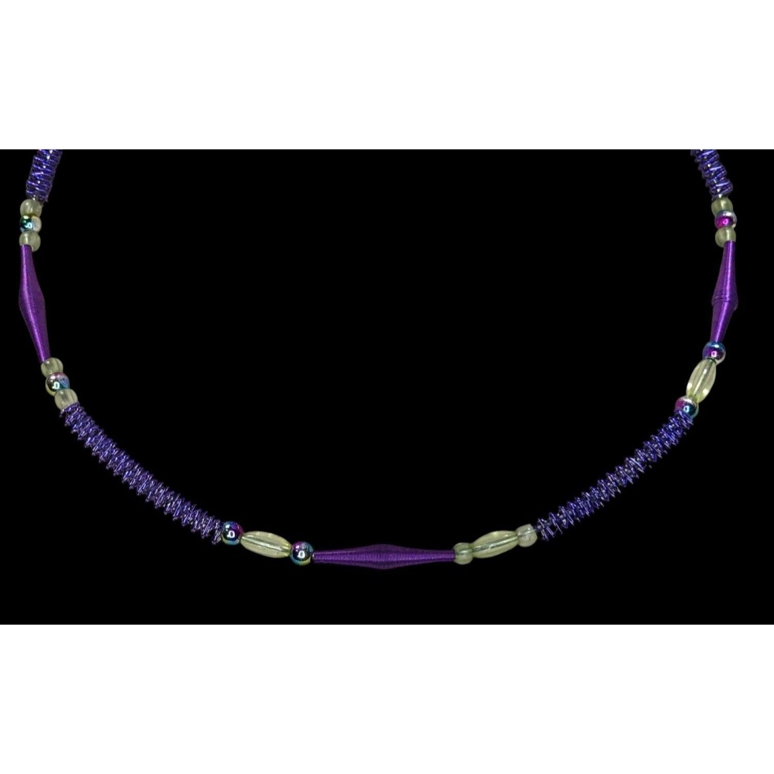 Handmade Handmade Purple Wire Wrapped Beaded Necklace With Spiral Wir Size ONE SIZE - 4 Thumbnail