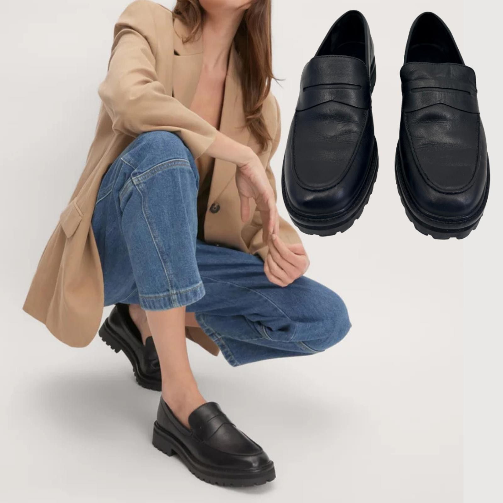 Everlane Everlane The Lug Loafer Black Leather Platform 10 Size US 10 / IT 40 - 1 Thumbnail