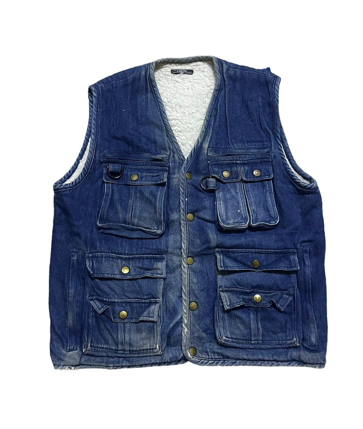 Pre-owned Archival Clothing X Vintage Campri Inspired Cp Company Multipocket Vest In Denim