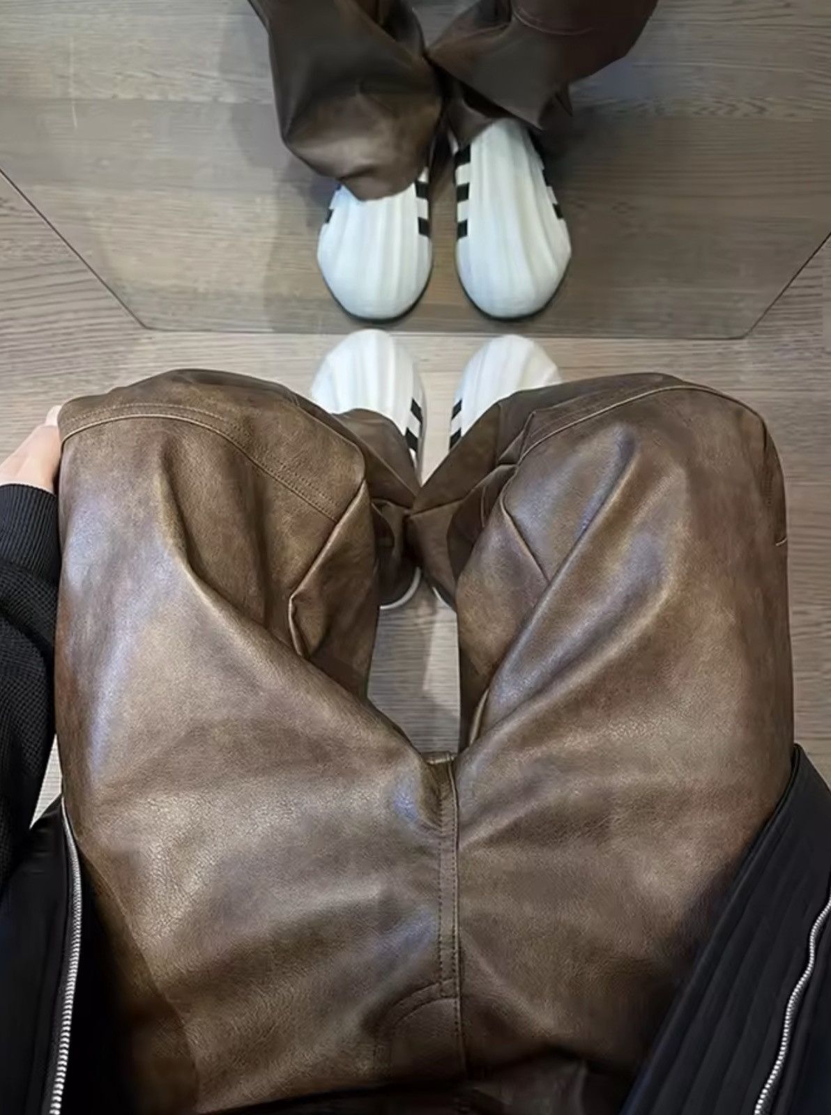 Washed Brown Soft Pu Leather Pant