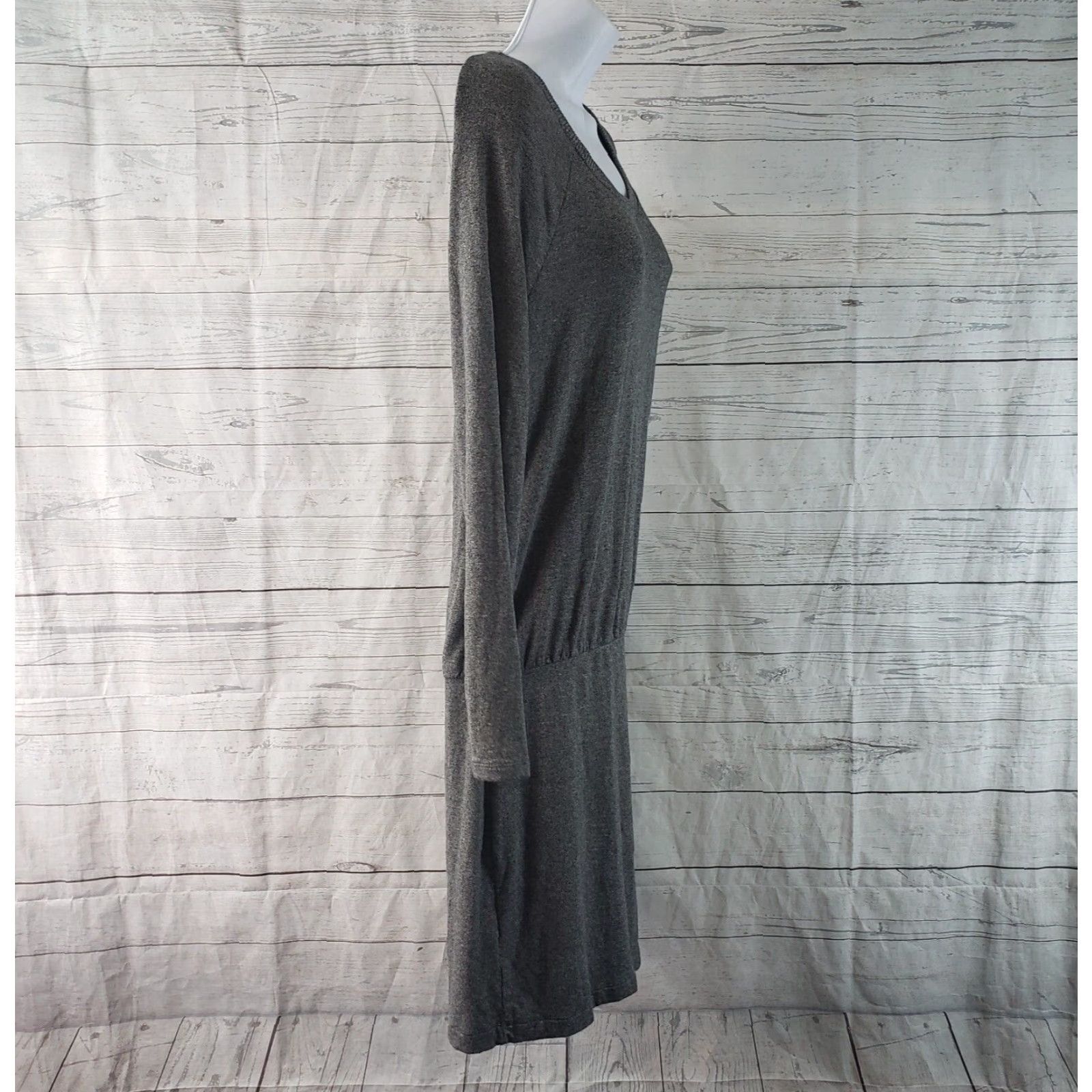 Lou & Grey Lou & Grey Dress Womens Sz Medium Gray Long Sleeve Solid Rayon Blend Size M / US 6-8 / IT 42-44 - 3 Thumbnail