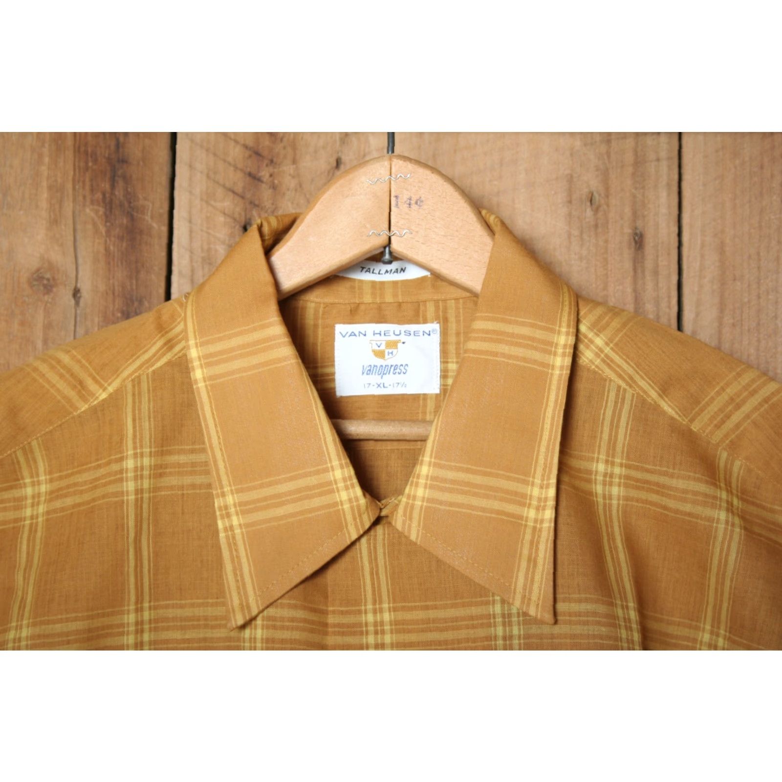 Van Heusen VINTAGE Van Heusen Shirt Yellow Plaid Button Front Big & Tall XLT 17-17.5 Mens Size US XL / EU 56 / 4 - 3 Thumbnail