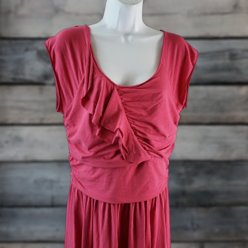 Vintage Garnet Hill Womens Piazza Jersey Knit Dress Sz Medium Pink Ruffle Ruched Size M / US 6-8 / IT 42-44 - 1 Thumbnail