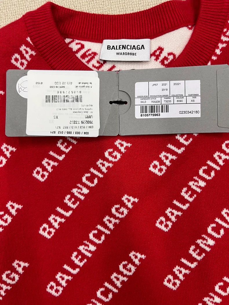 Balenciaga Balenciaga SS22 Full Logo Crew Neck Cotton Sweater 2504-Nex Size US XS / EU 42 / 0 - 4 Thumbnail